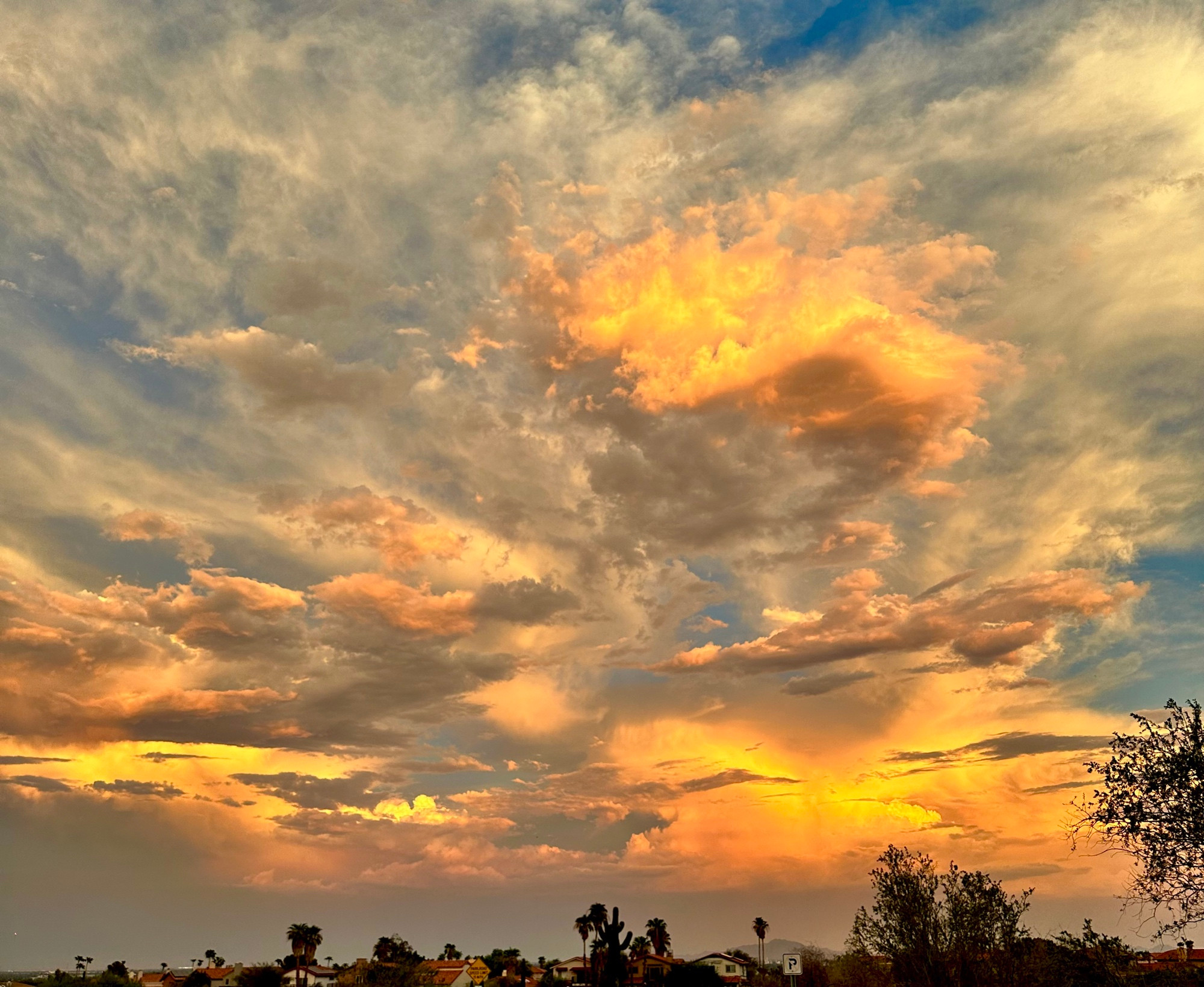 The sky with a riot of colorful clouds