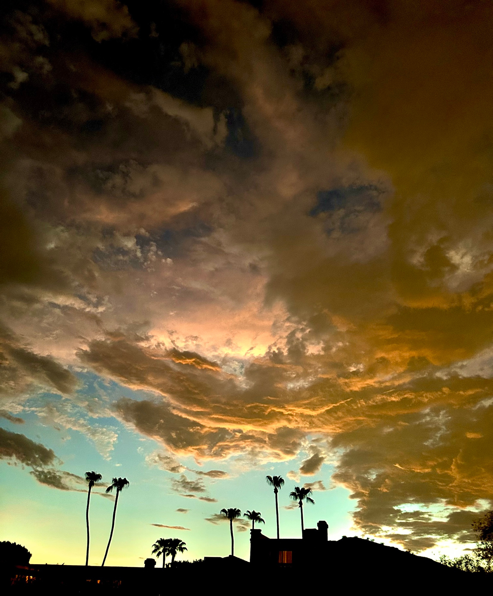 The sky with a riot of colorful clouds 