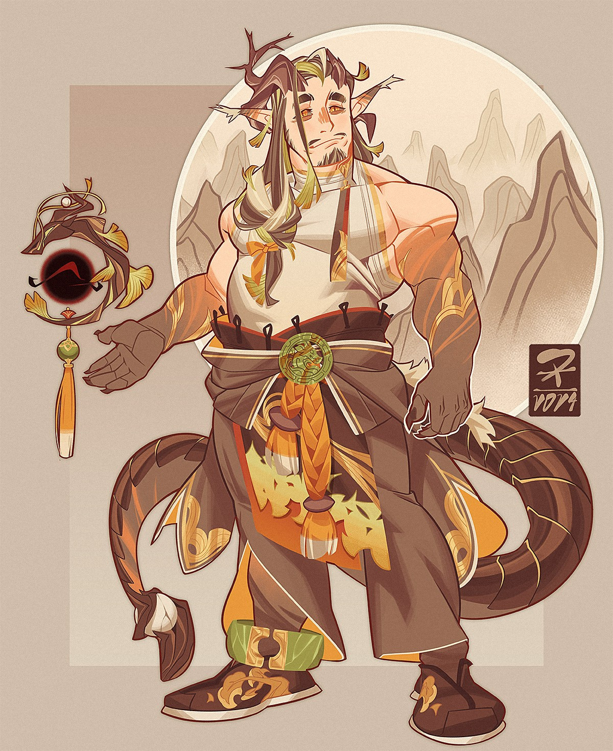 A tree-themed dragon man OC.