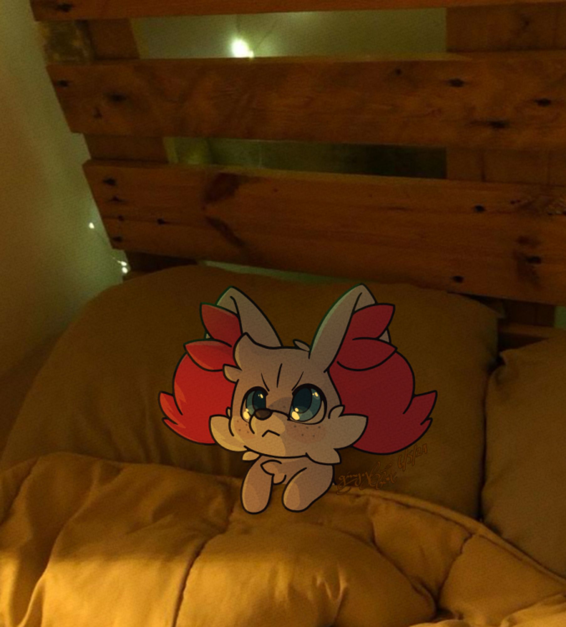 Smol Fennekin in bed