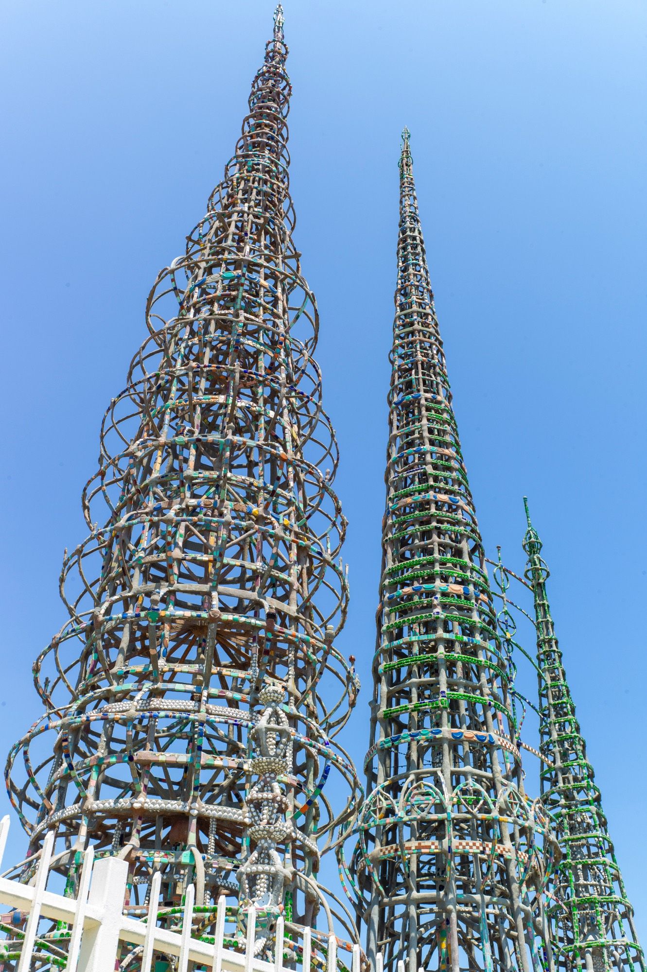 looking up at the Watts Towers