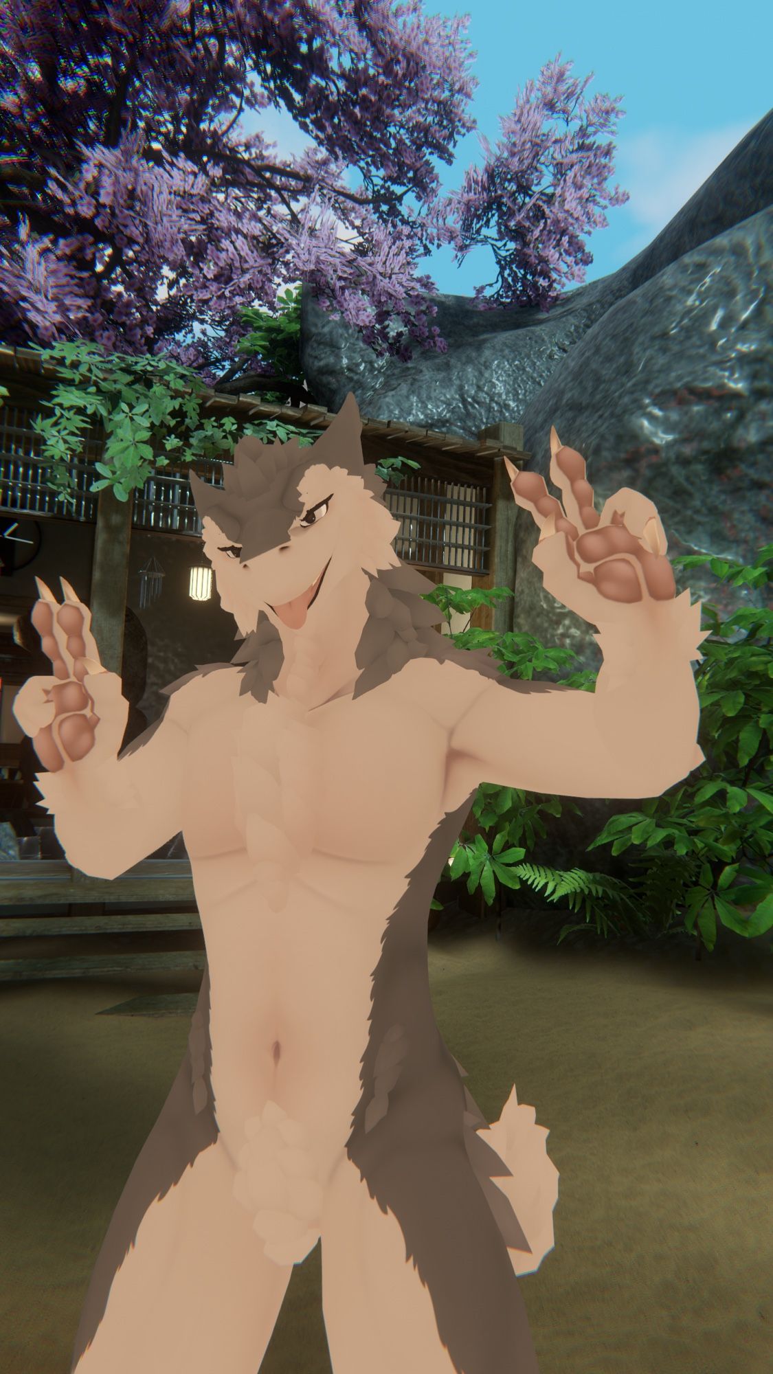 Sergal thing getting a picture taken in VRChat