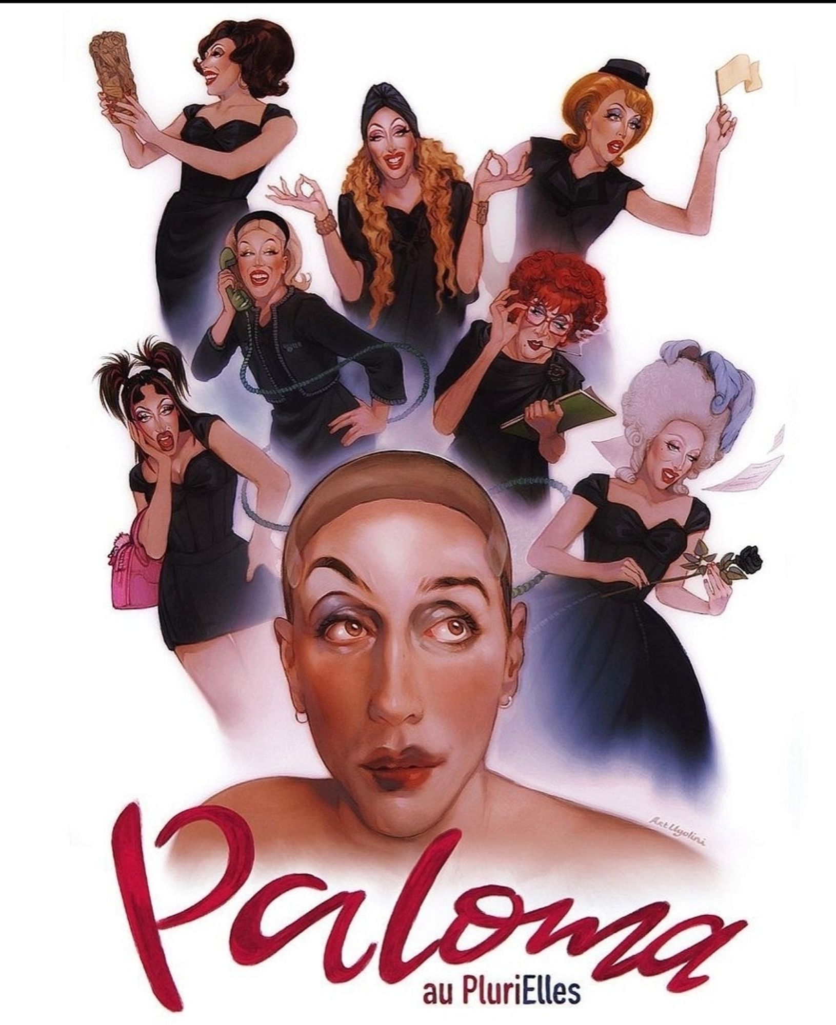 Affiche spectacle paloma avec un dessin de tous ses personnages