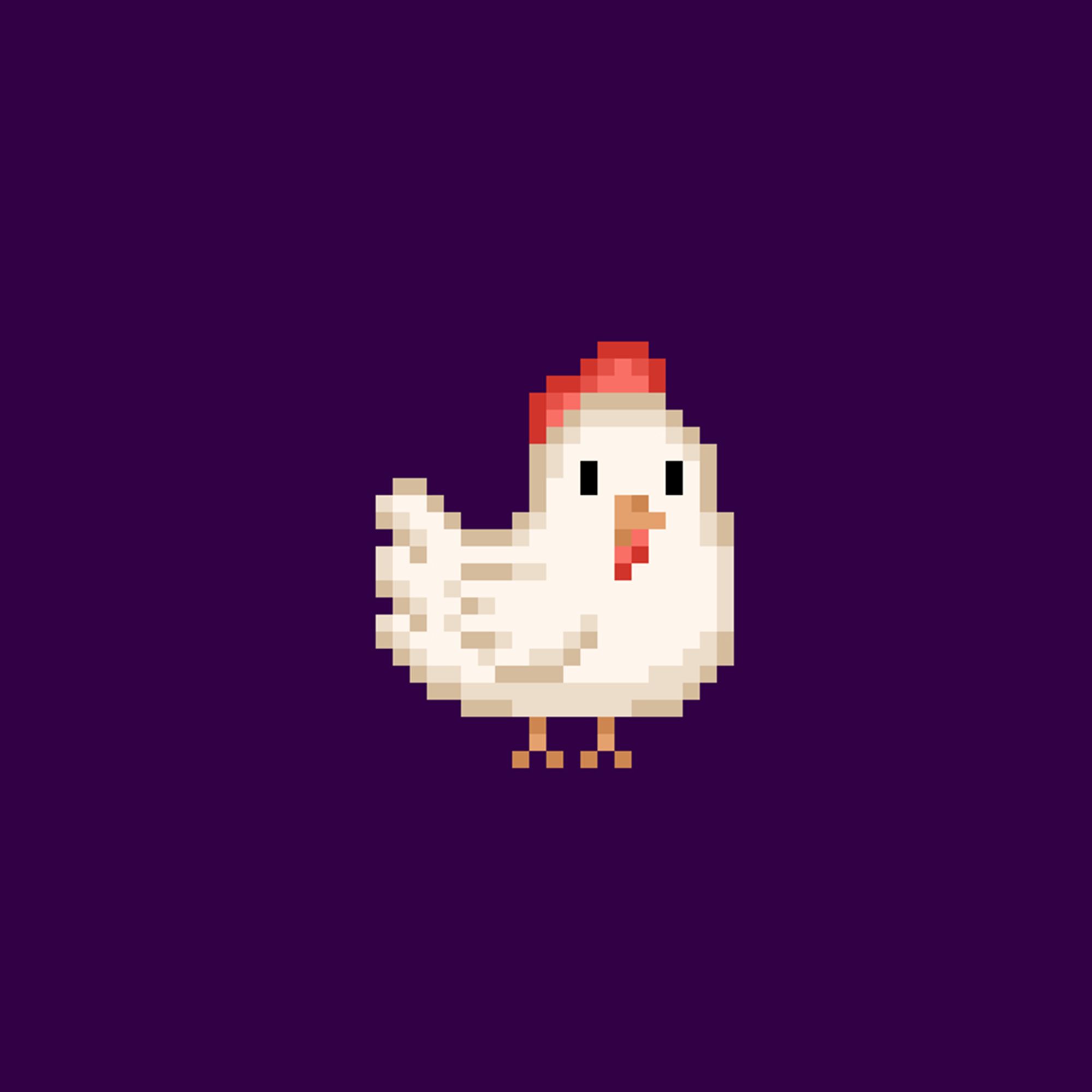 Pixel art of a white chicken.