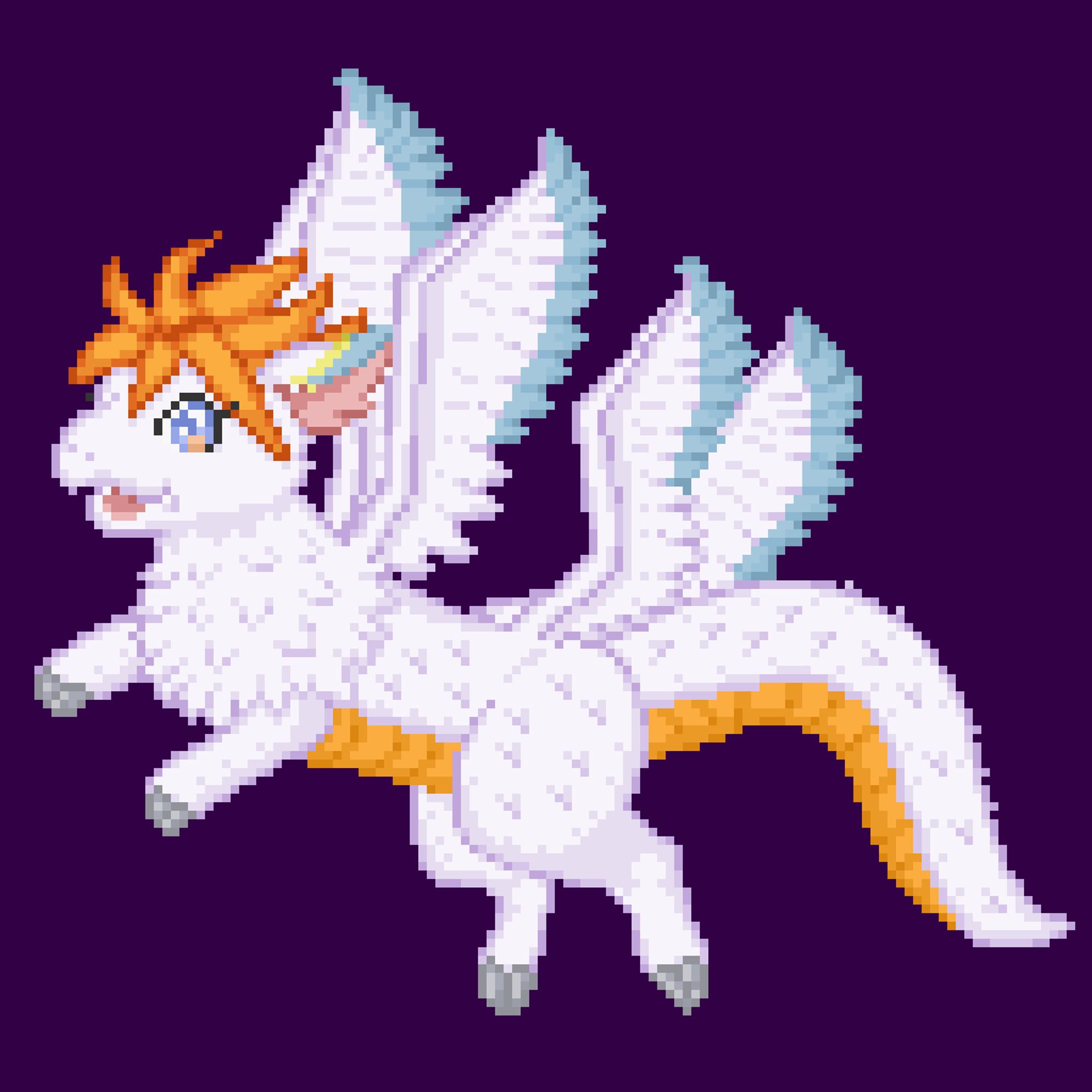 Pixel art of Flammie from the mana series.