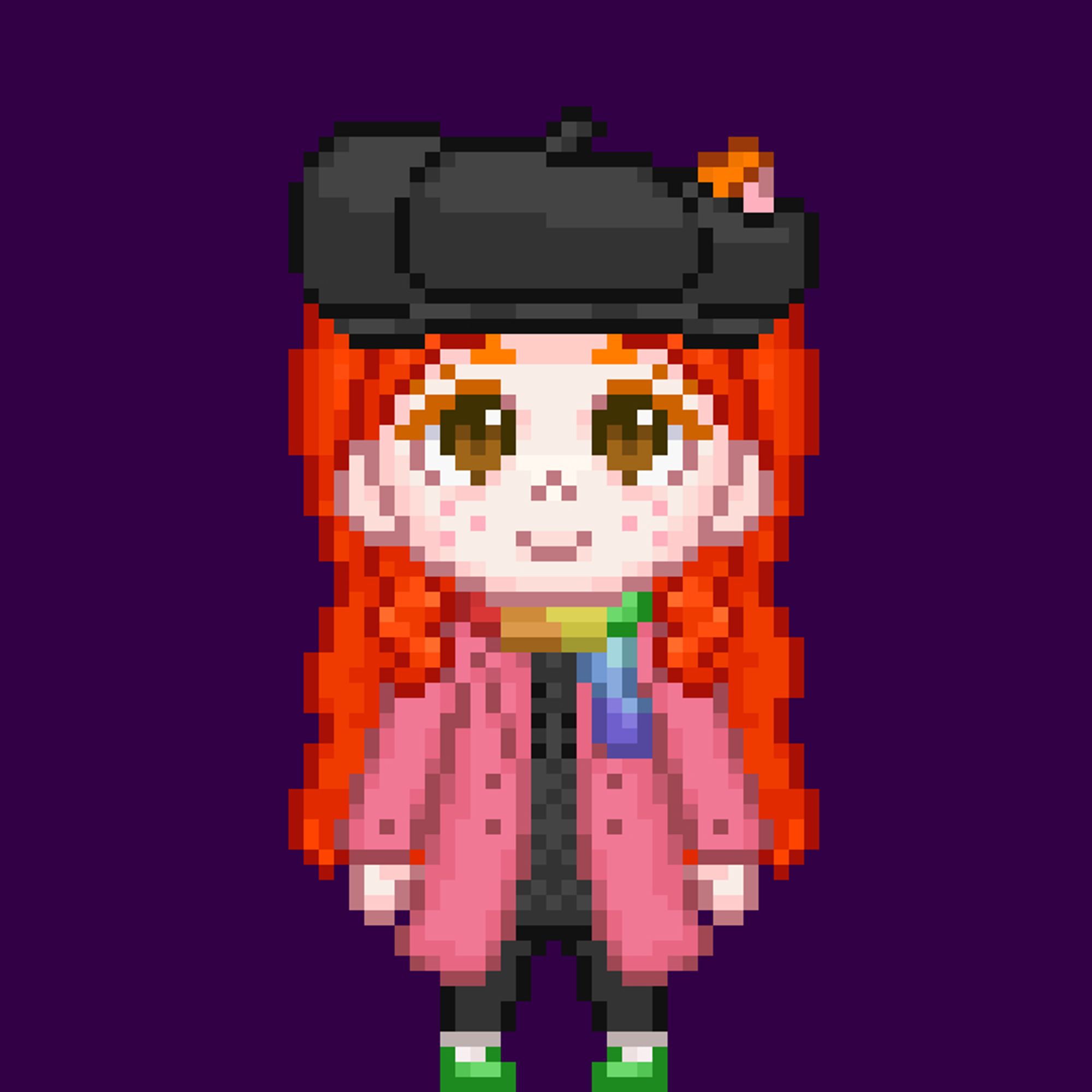 Pixel art of Ant Cerka in some autumn attire.