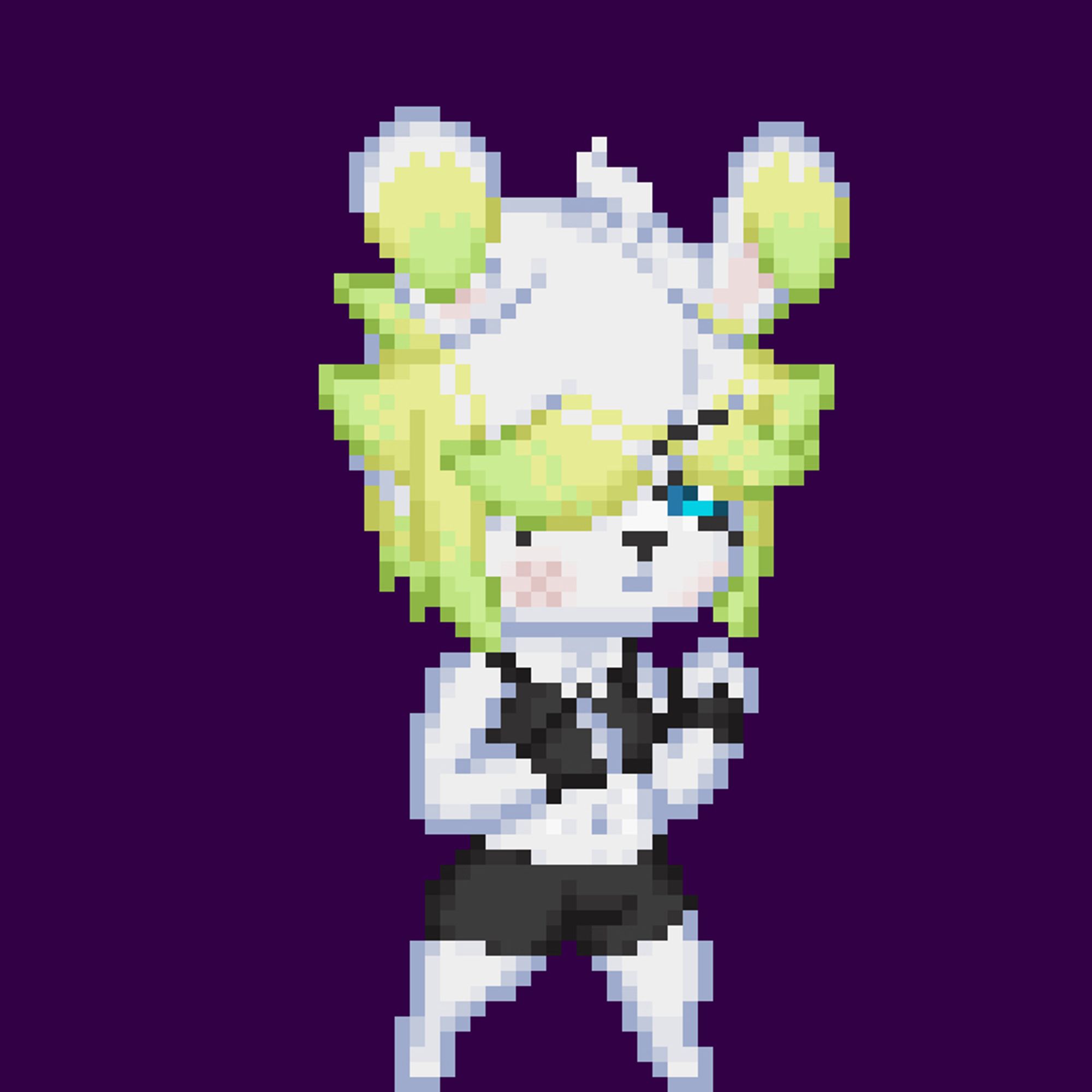 Pixel art of a bunny brawler girl.