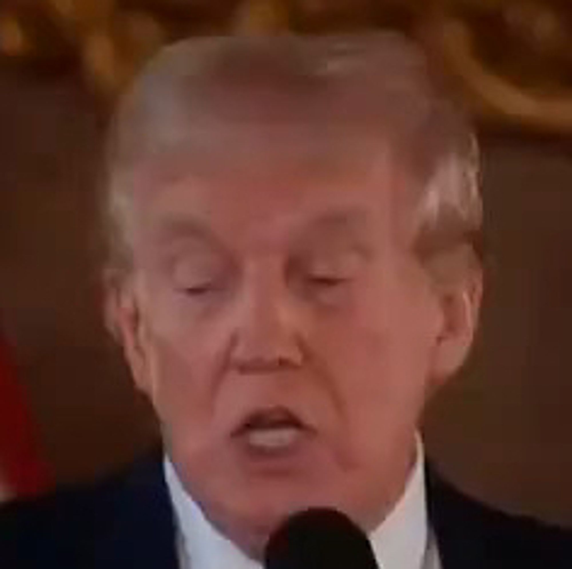 Cropped snapshot of Donald Trump's face looking hideous (more than usual).