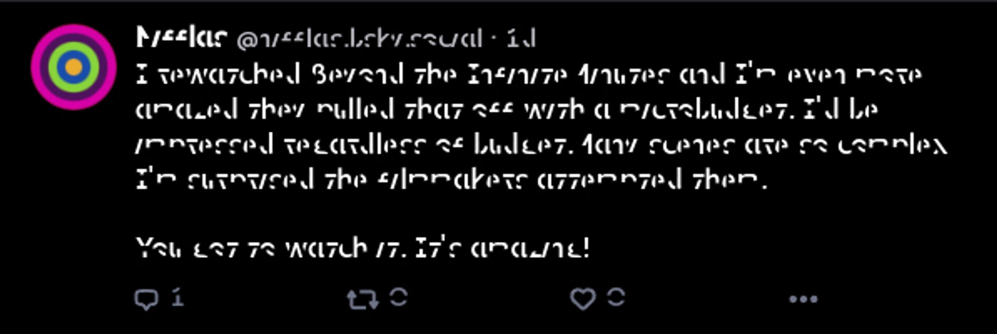 A recent Nifflas tweet in my own font, designed to be unreadable.