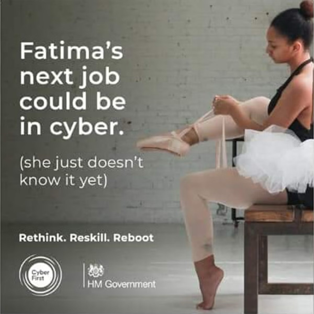 Tory Government poster: Fatima’s next job could be in cyber 