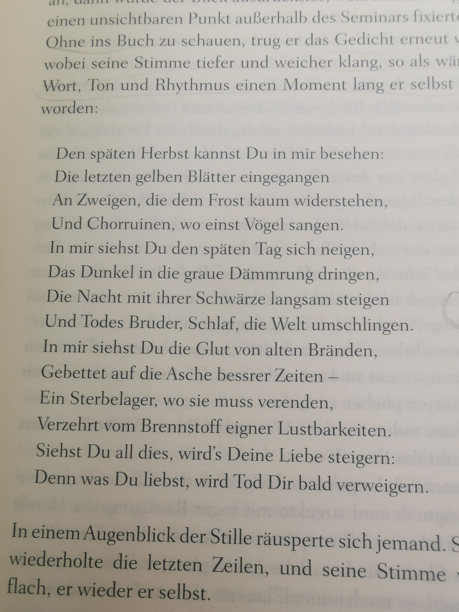 Das Shakespeare Gedicht aus Stoner