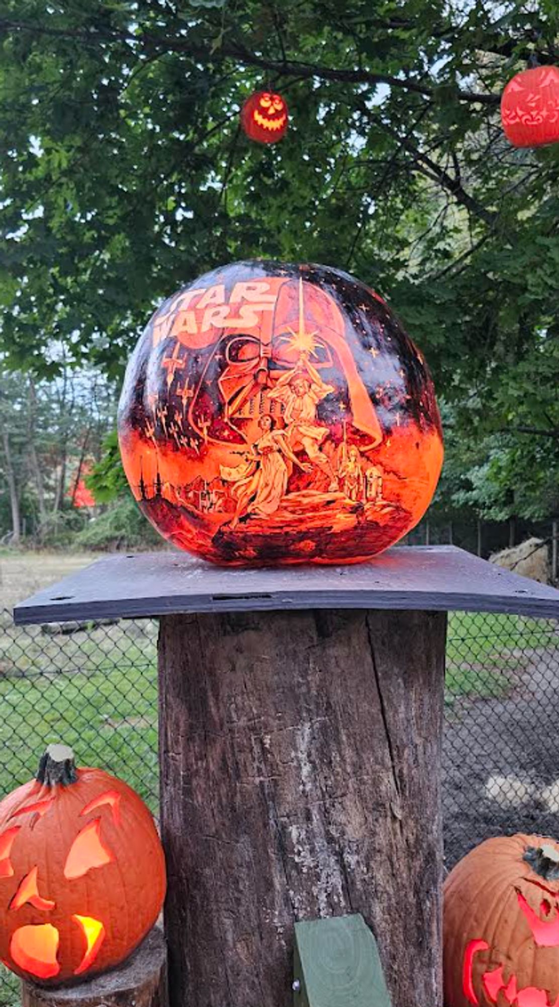 a star wars jack o'lantern hand painted