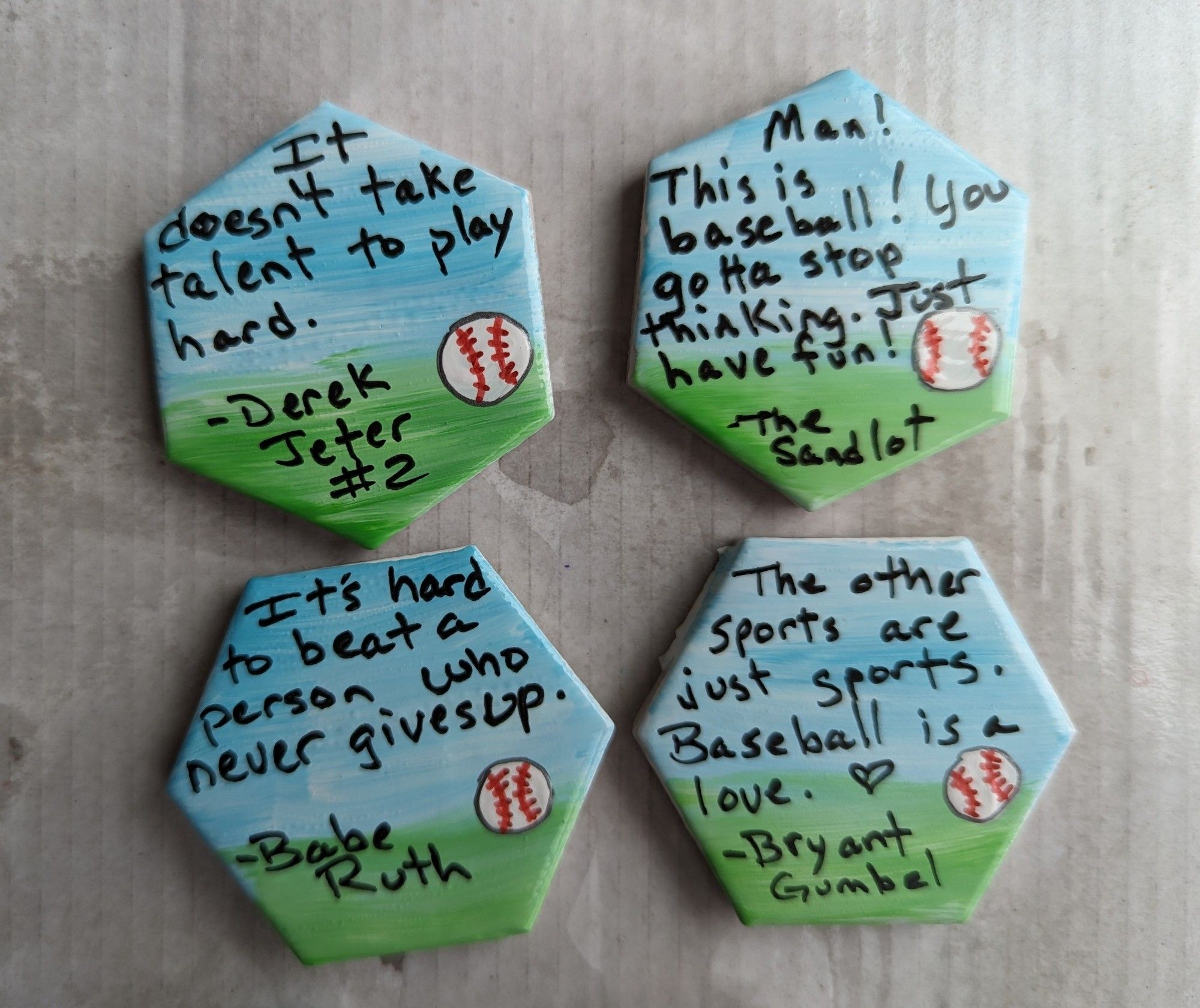 Baseball themed kindness rocks.