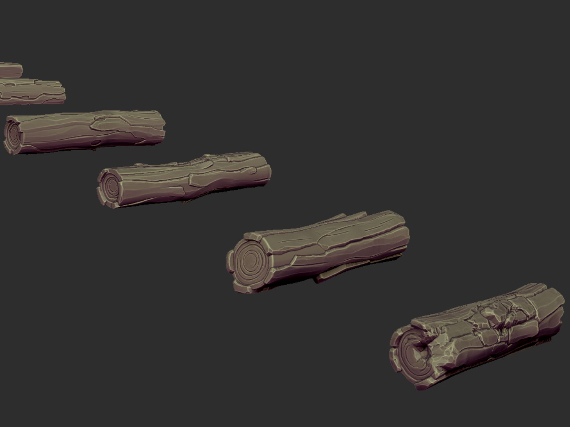 Logs sculpt in Zbrush.