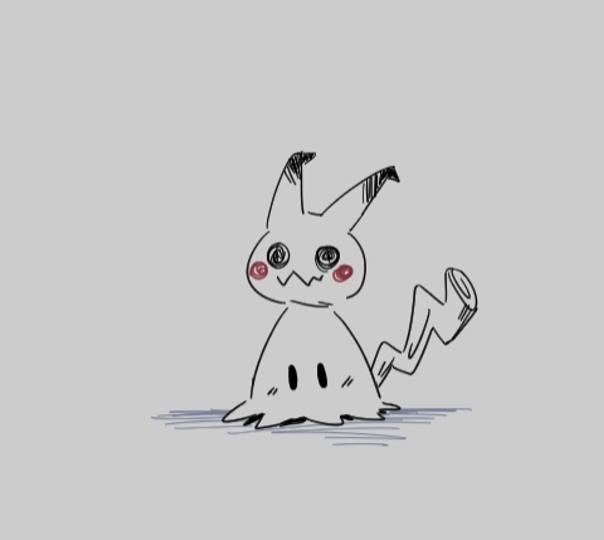 a digital sketch of the pokémon mimikyu