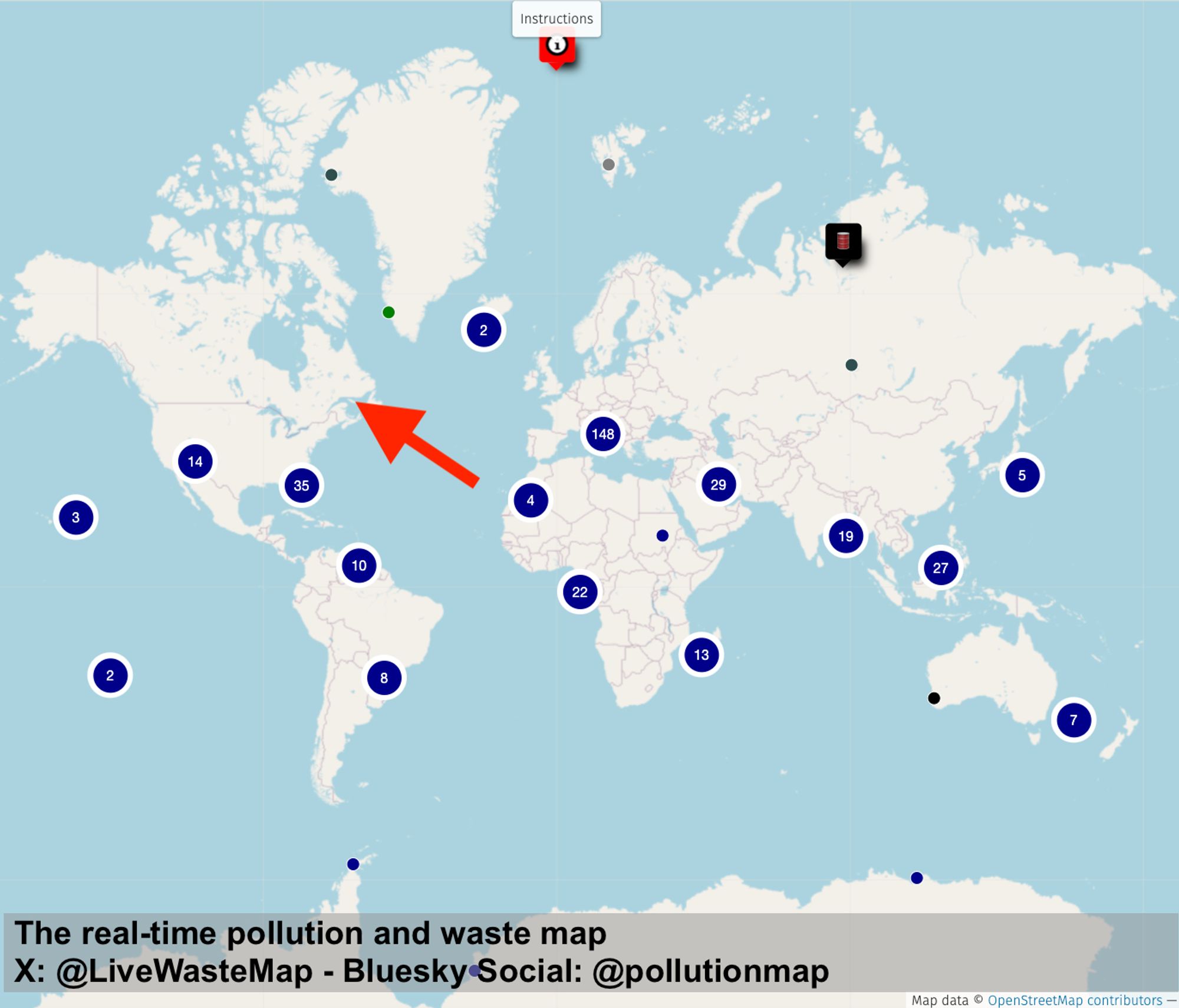 🇨🇦 Plastic pollution: l’UNESCO-listed Anticosti Island, St. Lawrence estuary—literally an “open-air dump”
Hyperconsumerism leads to more rubbish and consequently greater pollution in the environment, even far away from urban centres
Type: waste (plastic/microplastic, cigarette ends, feminine hygiene products, etc.)
Where: e.g., Pointe-à-la-Croix, Anticosti Island
Quantity (est.): 20 tonnes of rubbish collected by charity
Date reported: 15/04/2024
Cause: human hyperconsumption; rubbish brought by marine or river currents
Consequences: St. Lawrence river banks polluted with rubbish
Risks: environment (marine ecosystem); human health (tbd); socio-economic (tbd); politic/diplomatic (tbd)
Status: clean-up operations by charities (e.g., Organisation Bleue)
Source: Radio Canada Info https://www.youtube.com/watch?v=wFcAI99qX1E
Info: Organisation Bleue; Environnement et Changement climatique Canada

The real-time pollution and waste map

http://u.osmfr.org/m/911641/

#GIS #Maps #Pollution