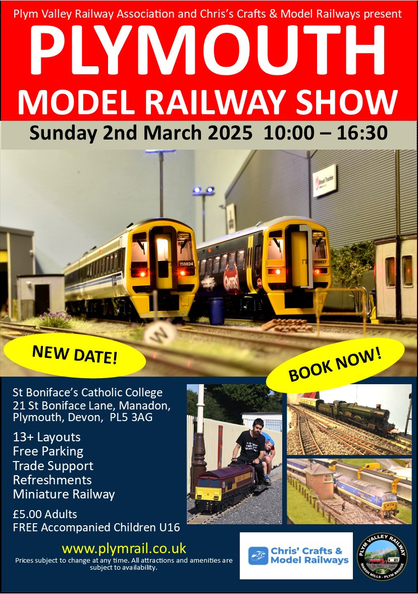 #PlymouthUK Model Railway Show

Sunday, 2 March 2025 - 10.00-16.30