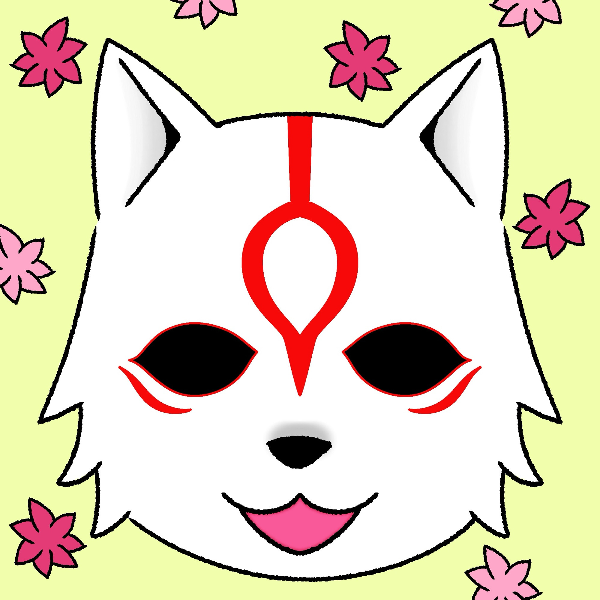 Headshot procreate drawing of Chibiterasu from Okamiden