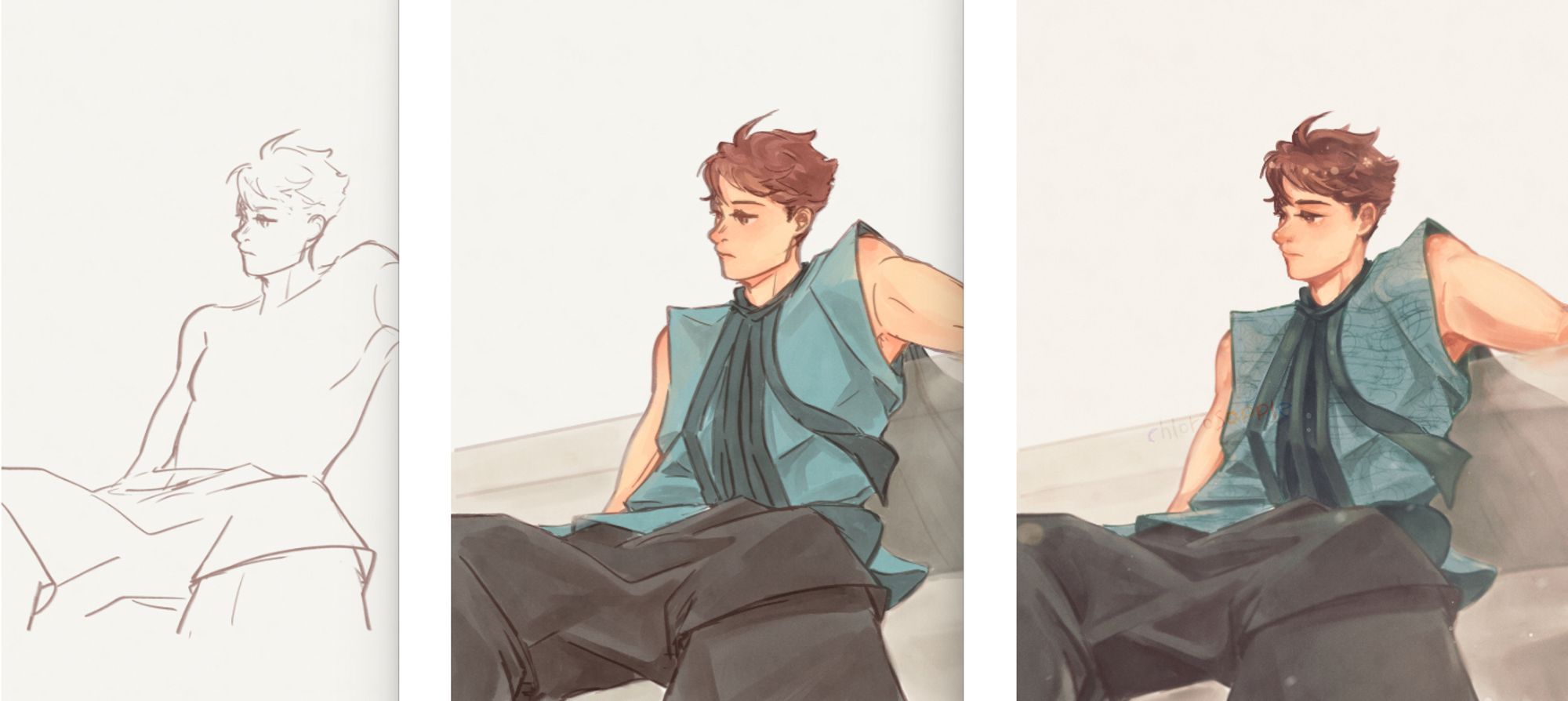 screenshot of sketch to finish for oikawa tooru in fact check (NCT 127)-inspired clothing.