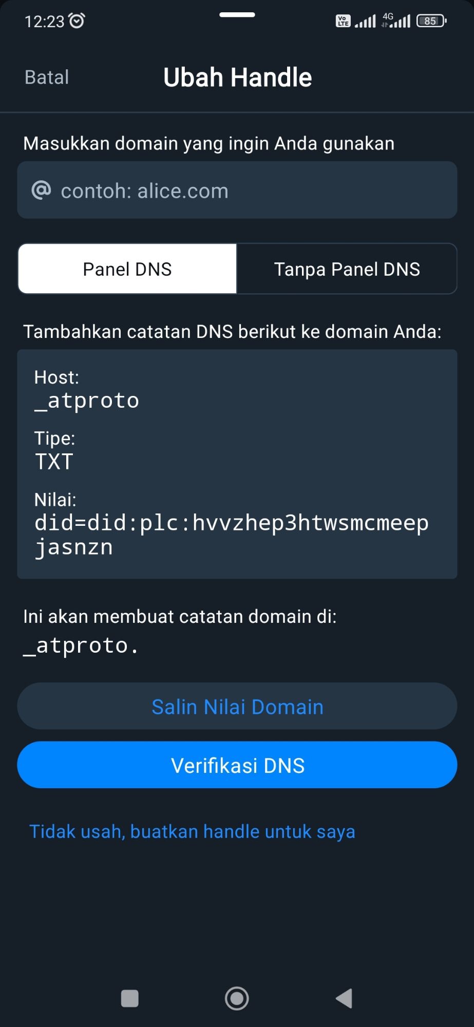 Salin nilai domain/value domain