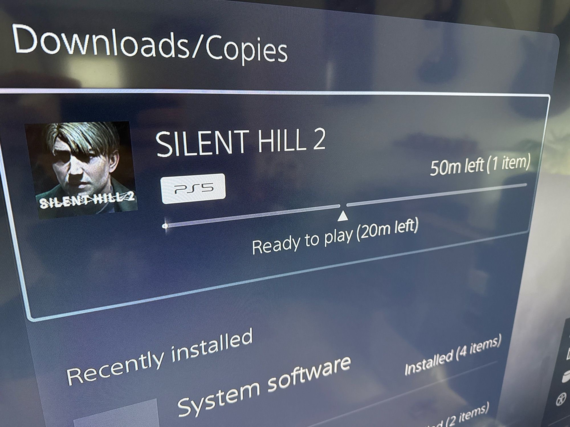 Silent Hill 2 Download aus dem PlayStation Store, Restdauer 50 Minuten