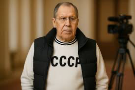 Lavrov wearing a sweater with CCCP clearly visible