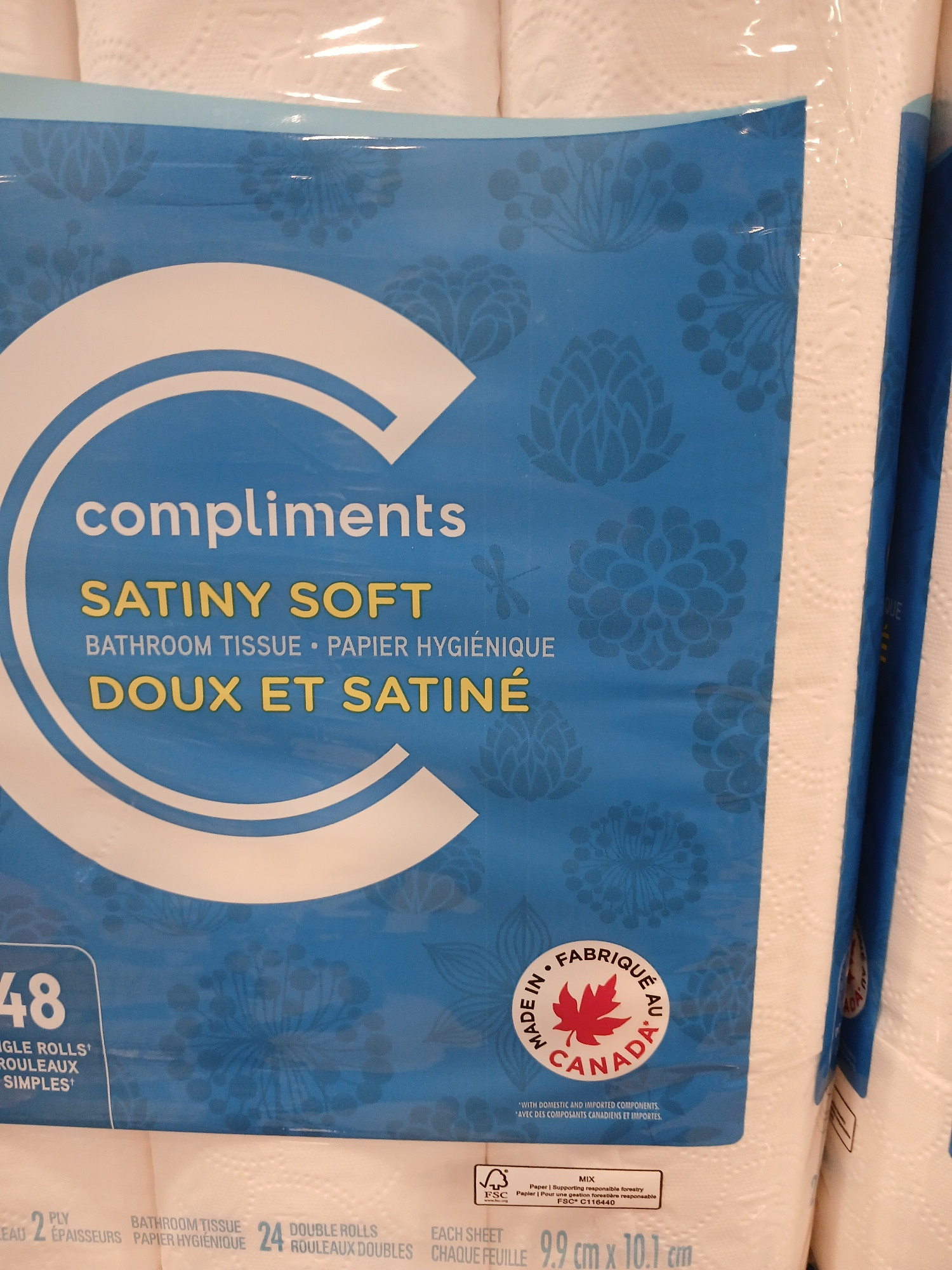 Toilet paper with "made in canada" label
