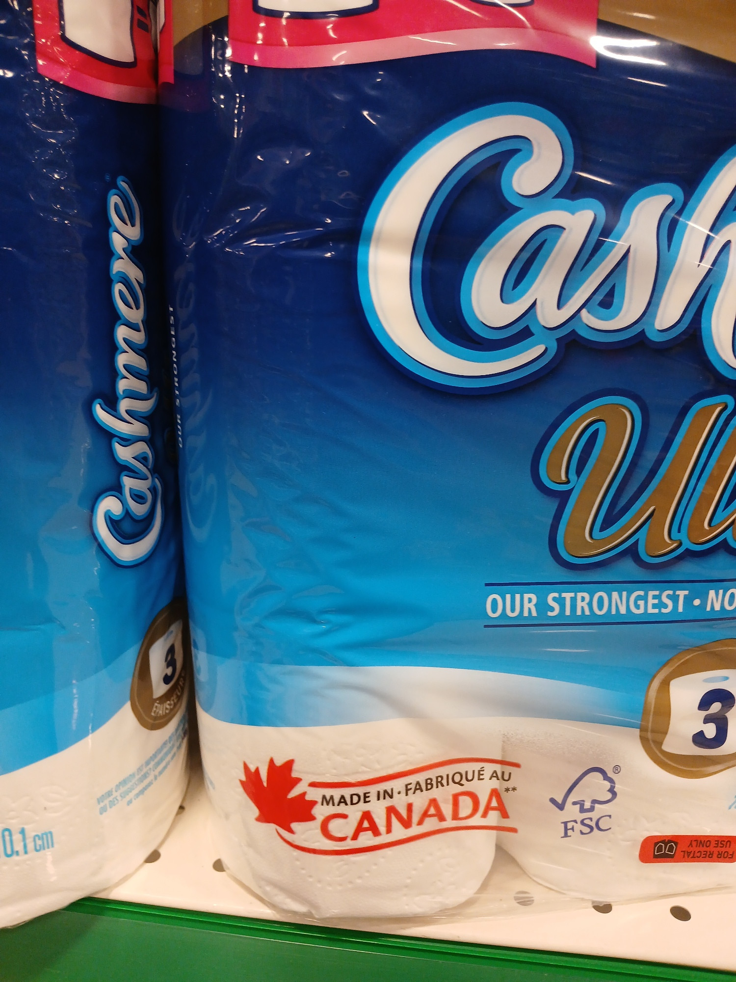 Toilet paper with "made in canada" label
