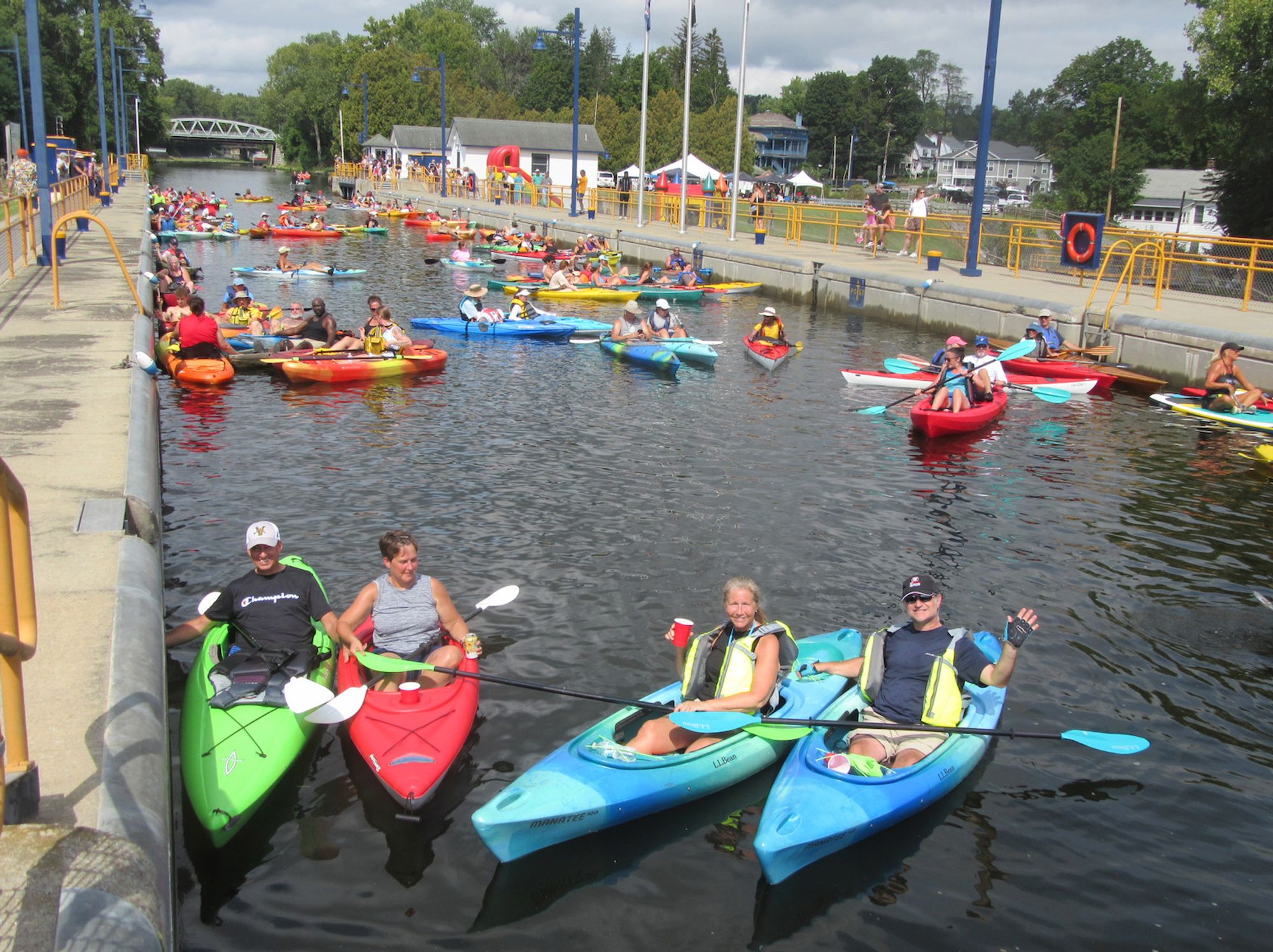 Kayaks in a lock of the Erie Canal