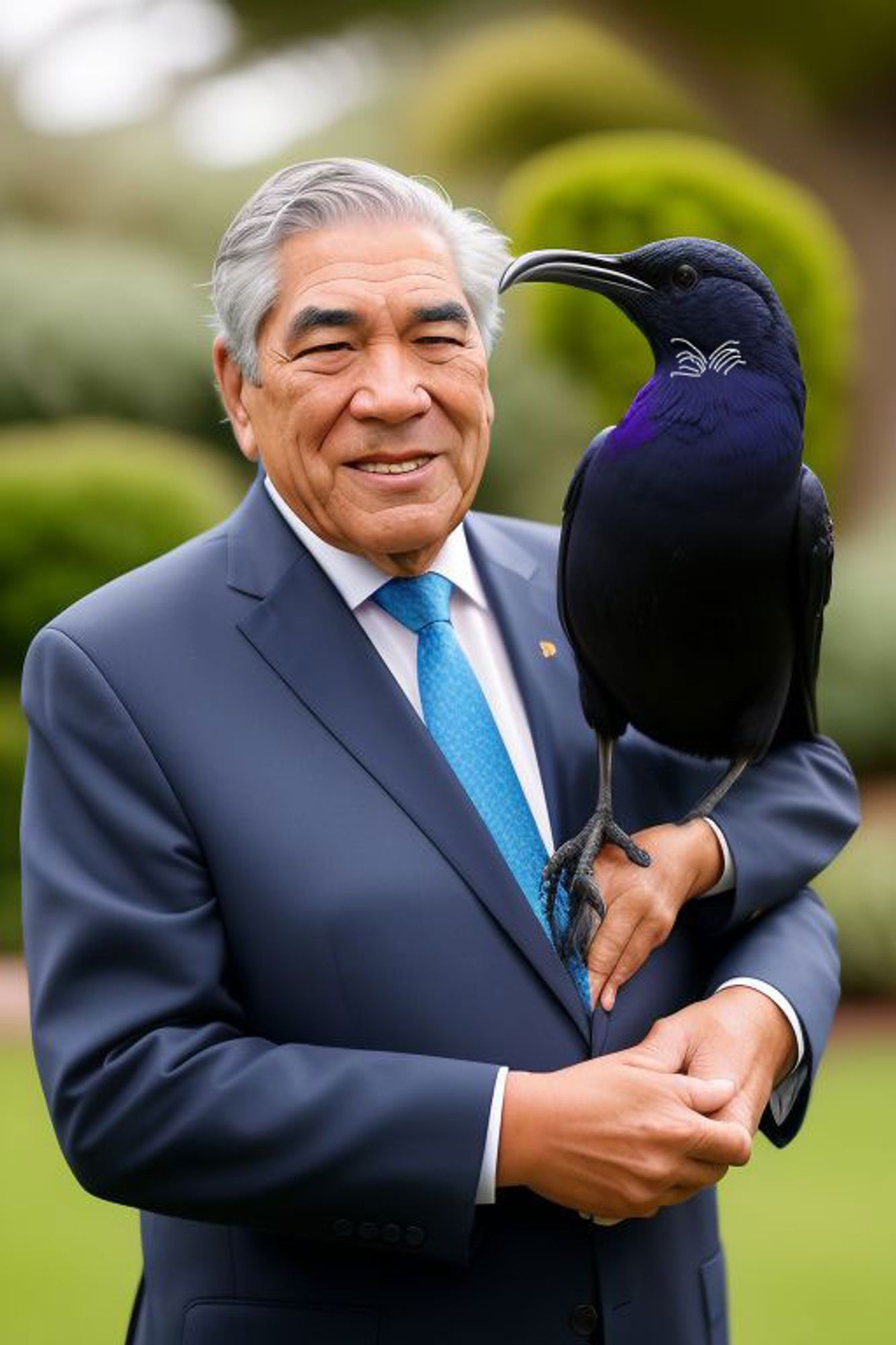 Winston Peters with a 'Parson Bird'