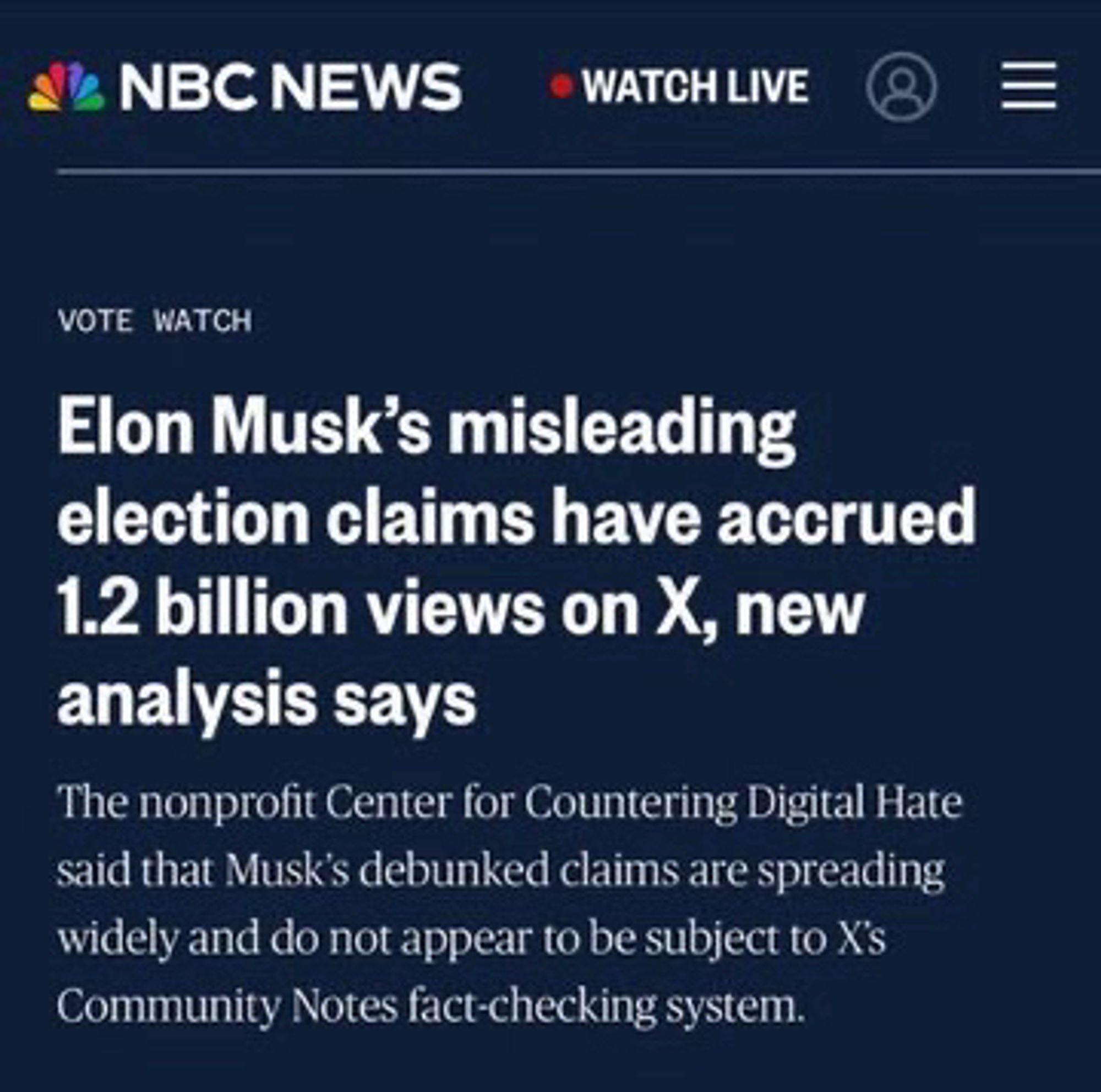 Elon Musk's misleading election claims have accrued 1.2 billion views on X, new analysis says
The nonprofit Center for Countering Digital Hate said that Musk's debunked claims are spreading widely and do not appear to be subject to X's Community Notes fact-checking system.