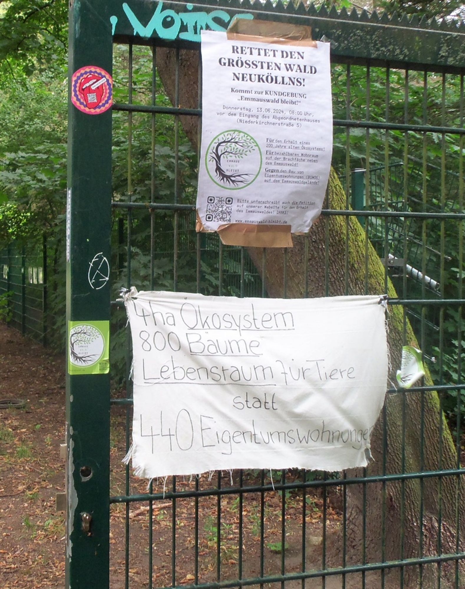 Protest am Emmauswald in Neukölln