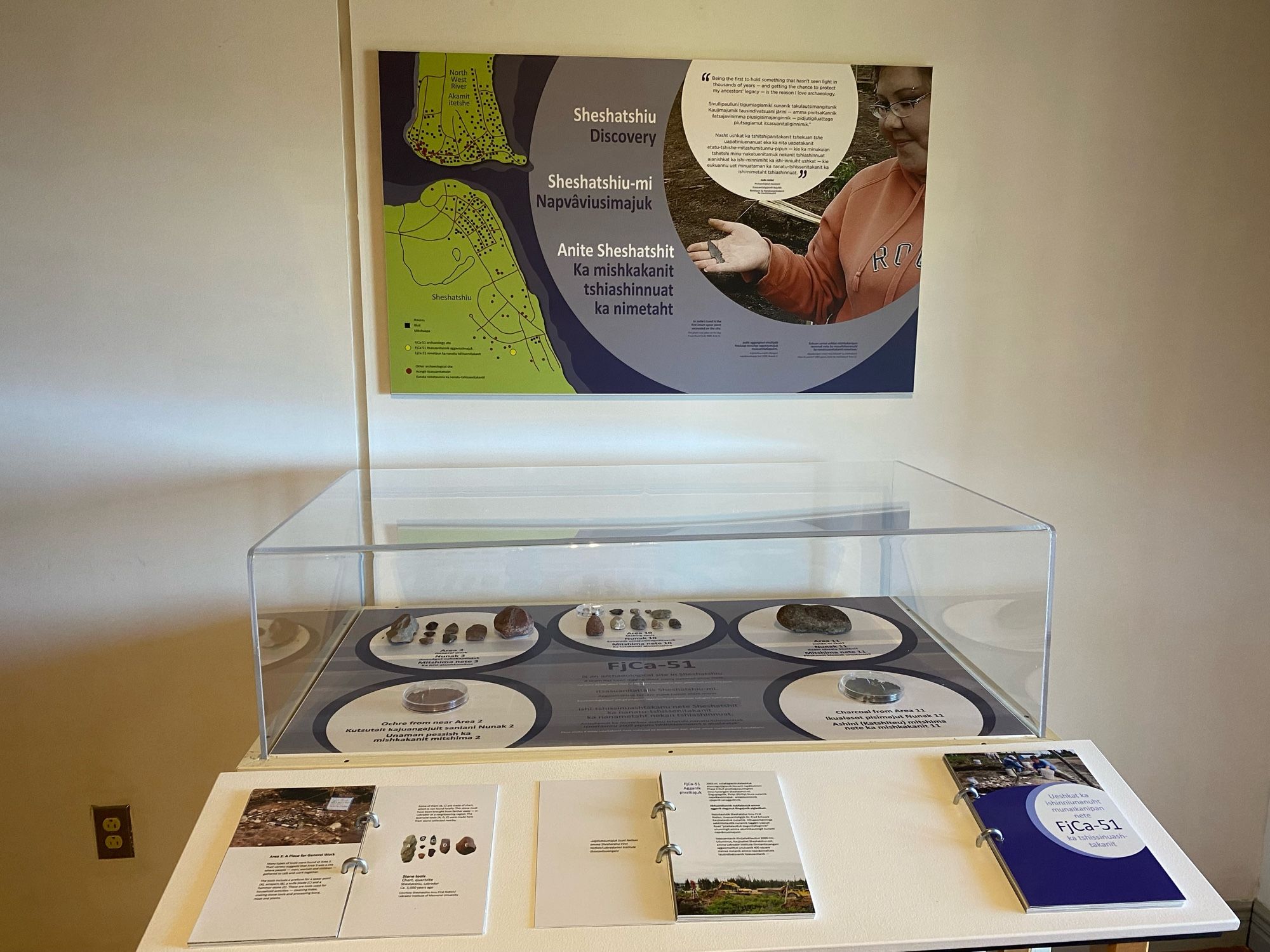 At Labrador Interpretation Centre in North West River, NL, a special display for a local archaeology site - wonderful multilingual pocketbook display that would travel very well