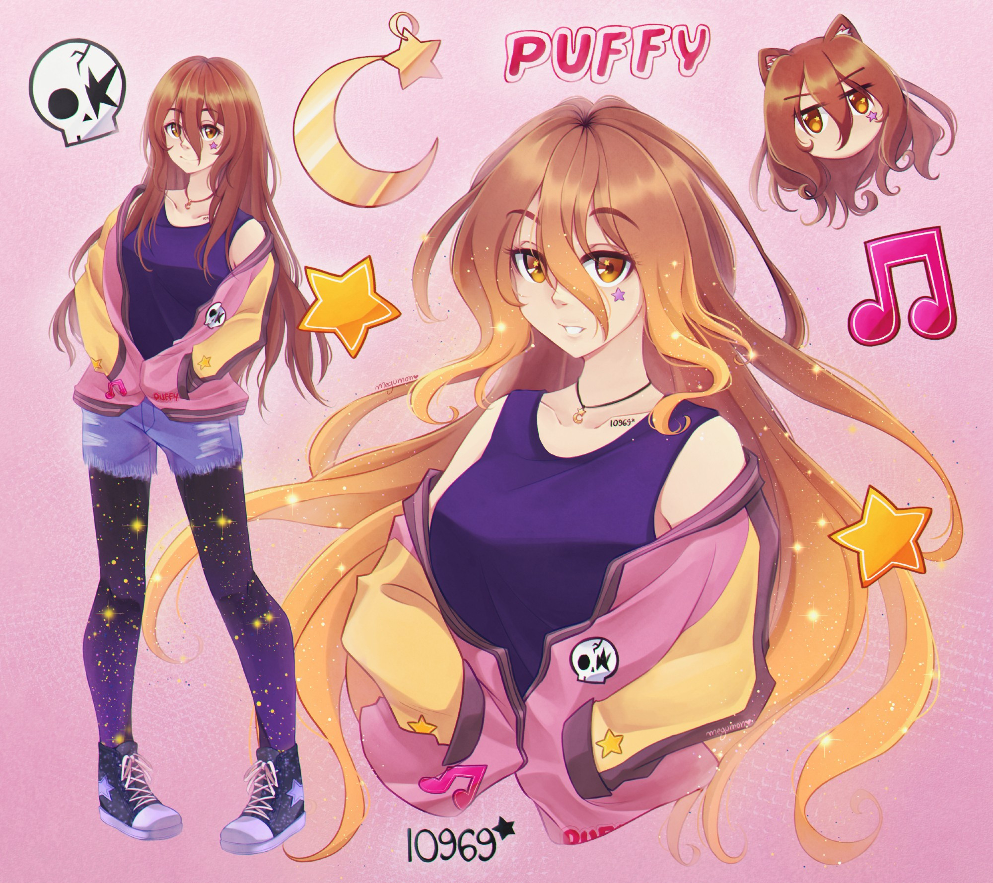 digital art, drawing, original character, girl, oc, character sheet