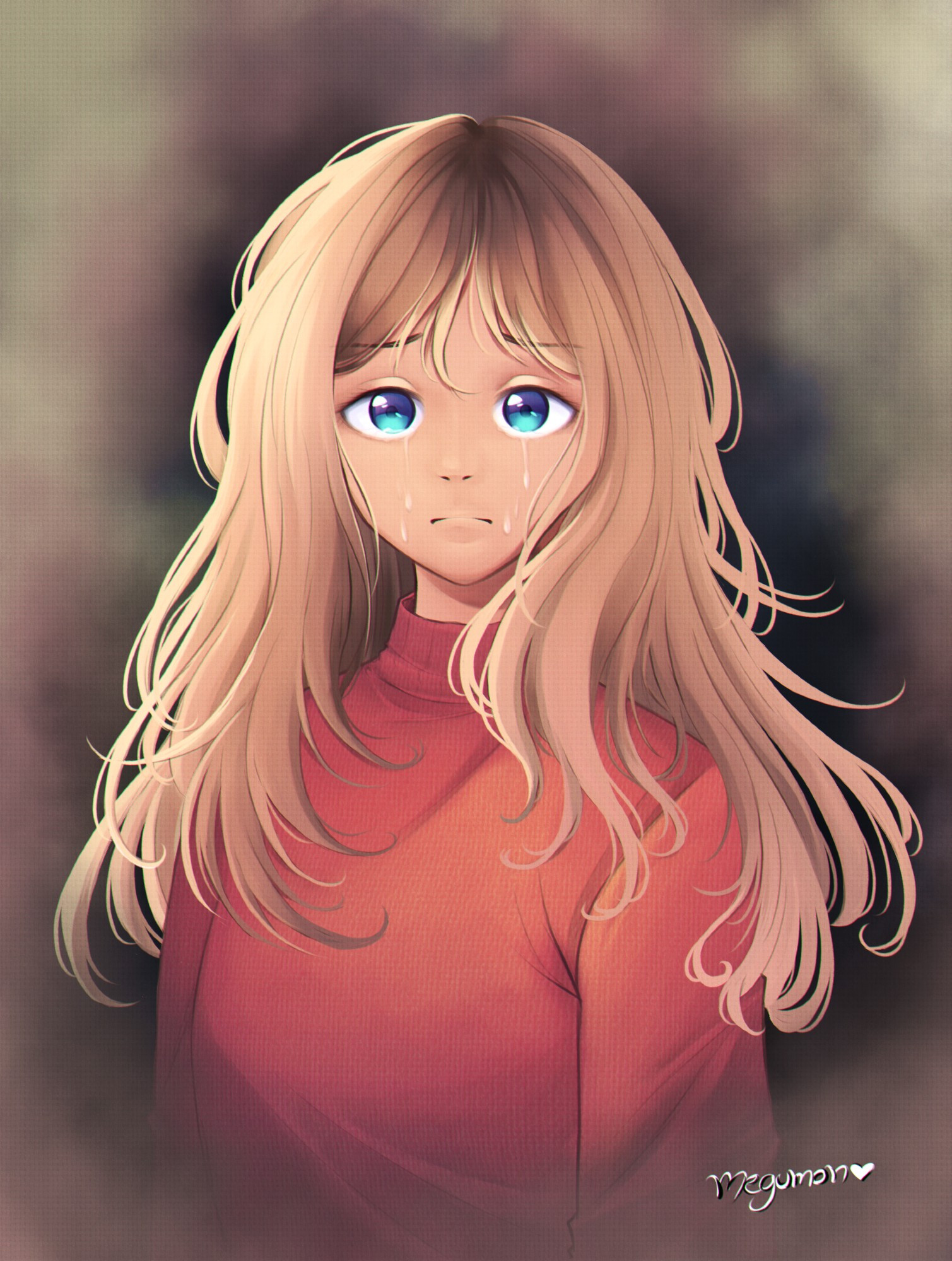 girl, little girl crying, picture, canvas, redraw