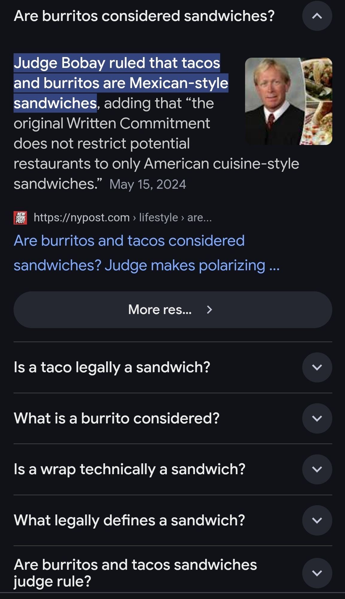 Tacos are sandwiches, a white judge said so