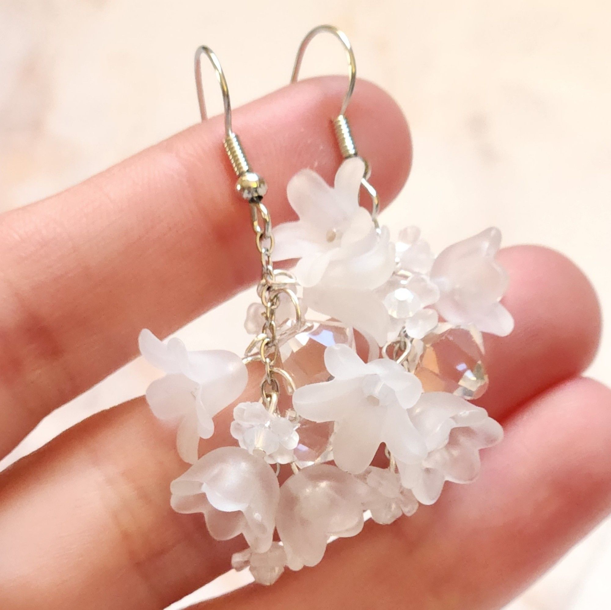 Lucite and Swarovski crystal earrings handmade by me