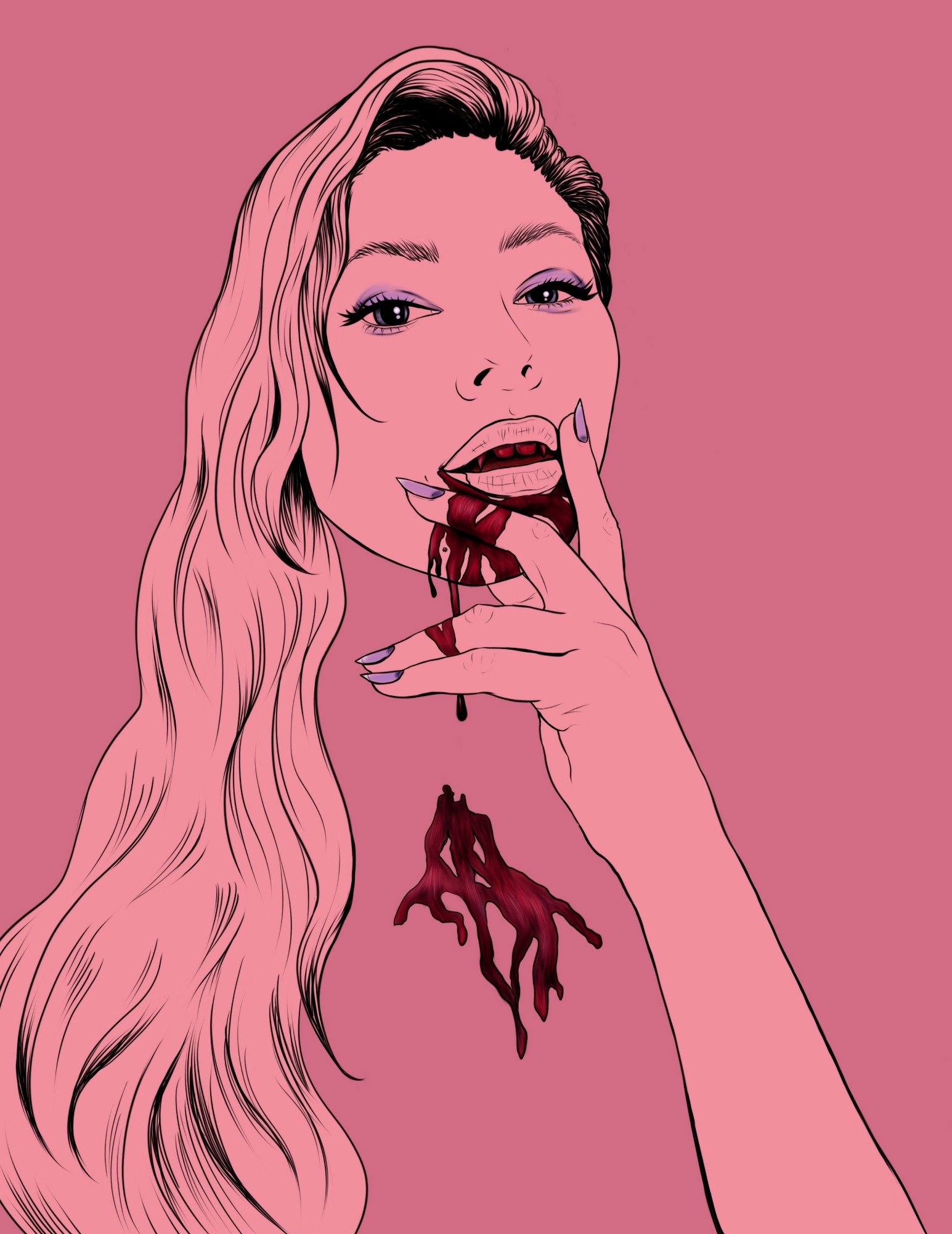 Bloody self portrait by me for inktober @designalycia on instagram