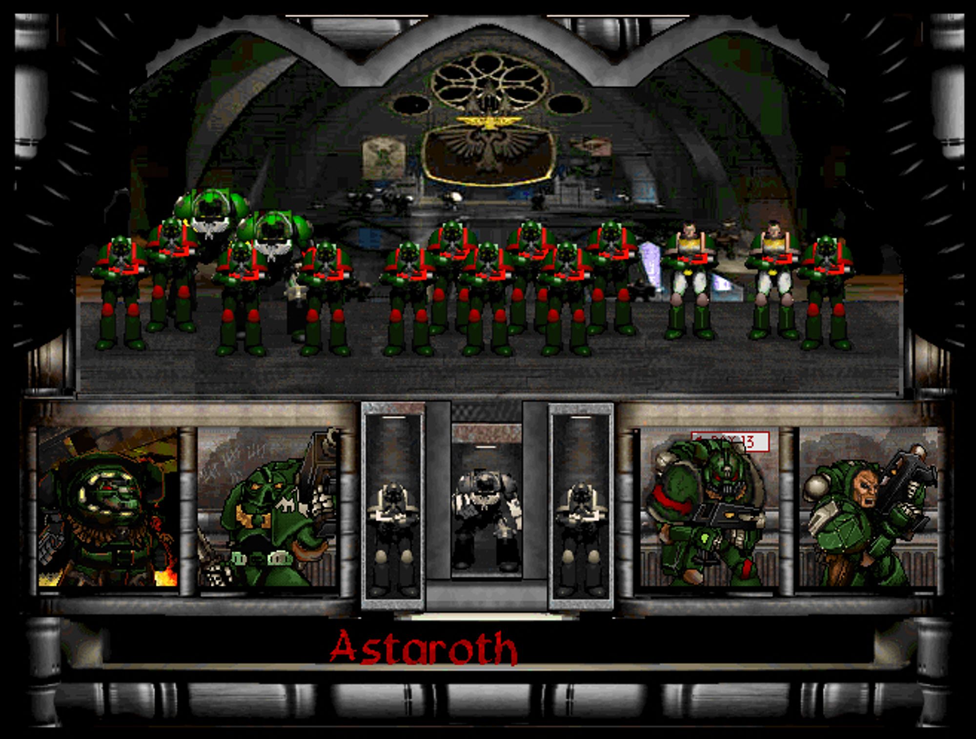 Warhammer 40,000 Dark Crusaders (un-released) - Squad selection screen, Space Marines, Terminators and Scouts are available squad members