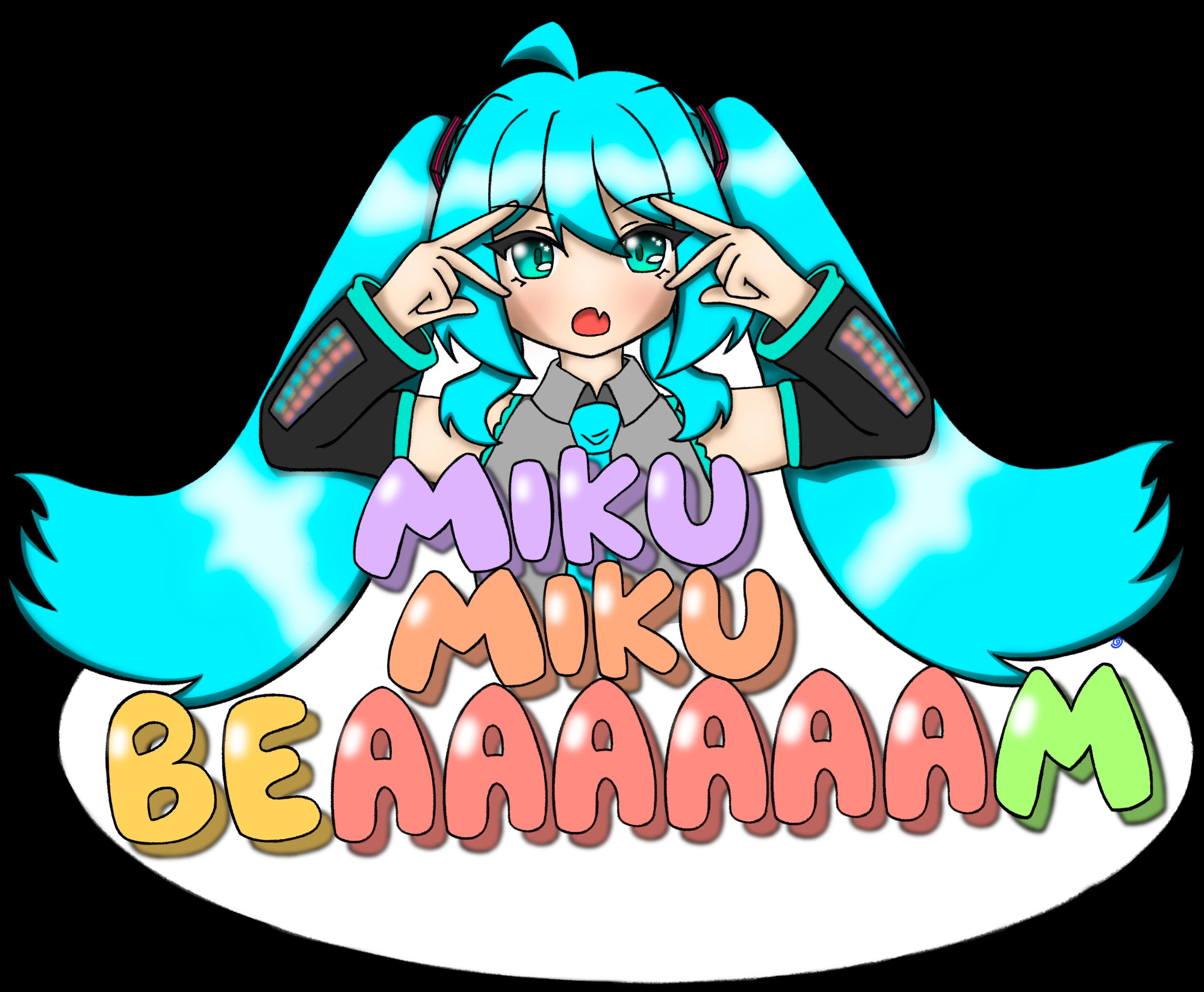 Miku Miku Beam inspired chibi Miku sticker