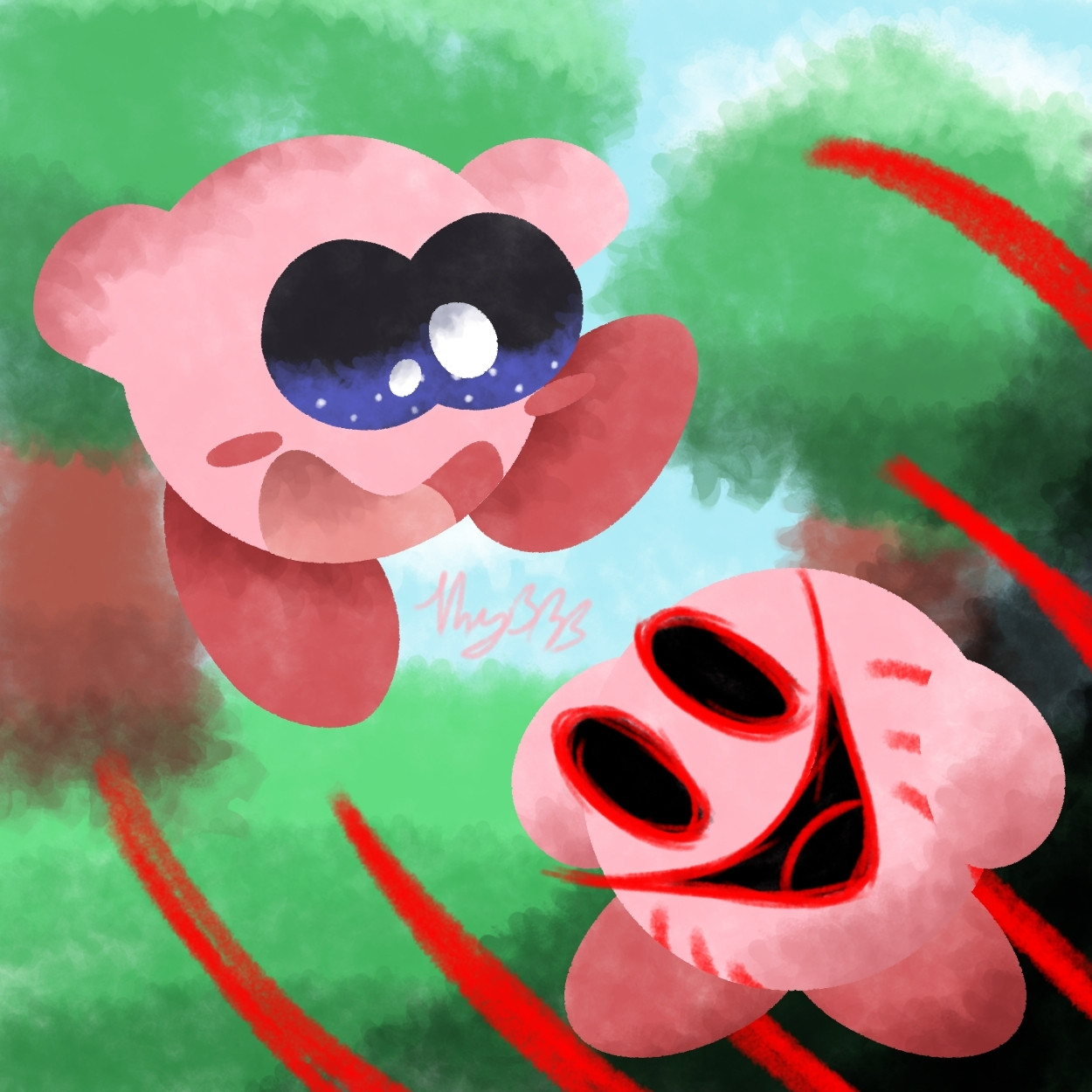 kirby? (yes thats there name) is just kirby with a creepy face. everyone is afraid of them and theyre not sure why...