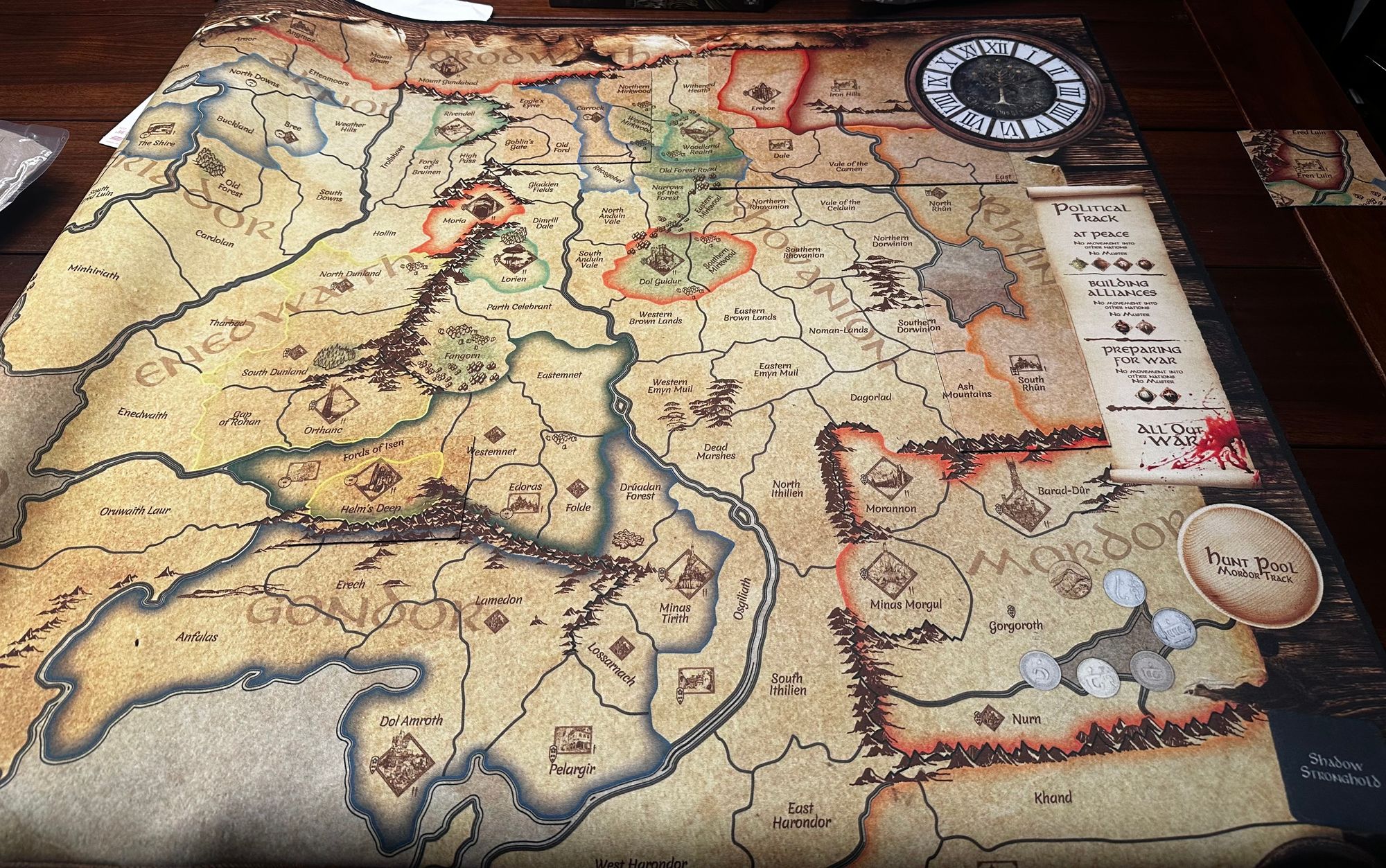 A map of middle earth, with a few overlays on top of it that are almost invisible. 