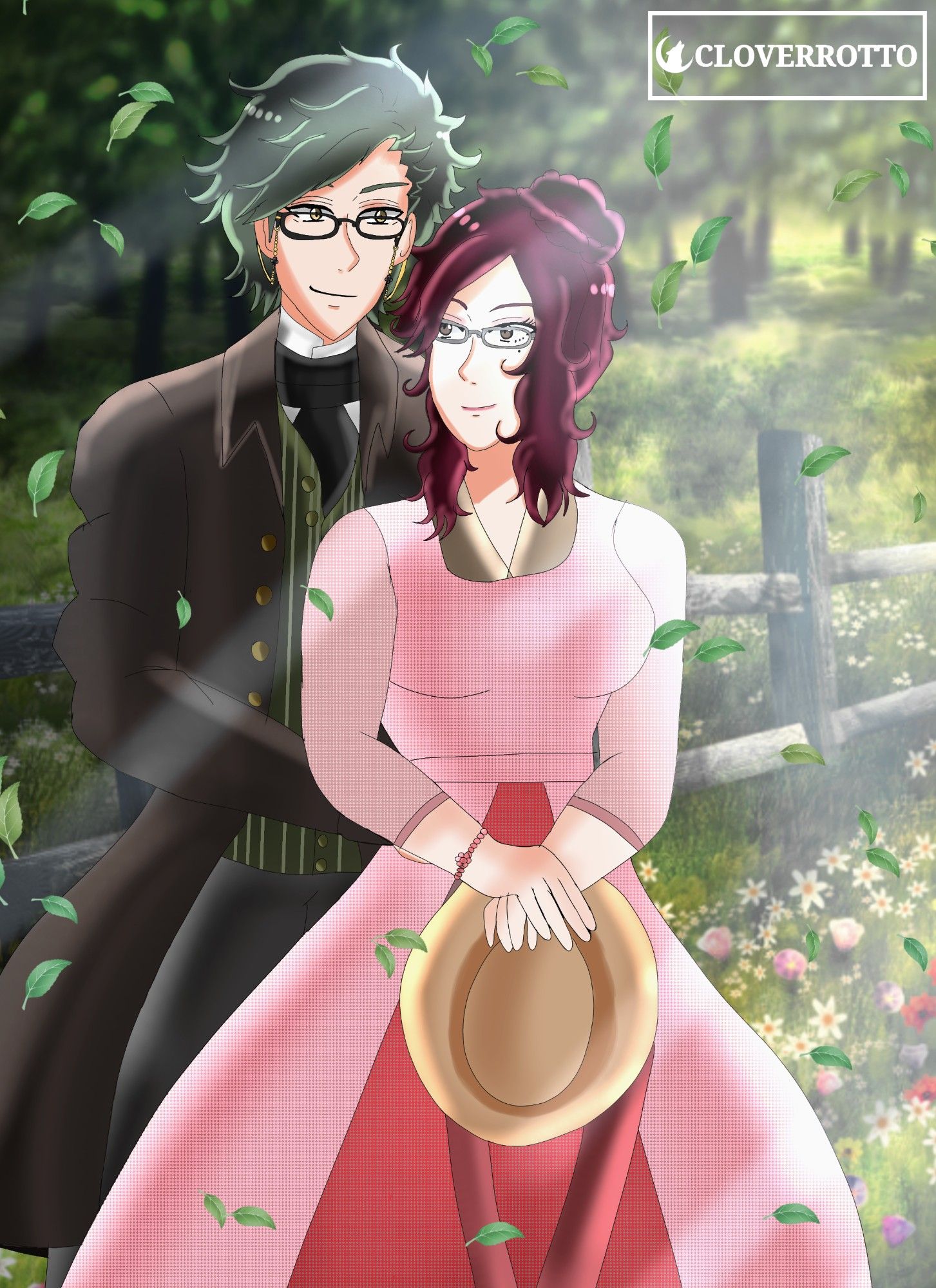 ー This is an AU I created of my yumeship which is based on Jane Austen's "Sense and Sensibility." On my AU, Trey takes the role of Colonel Brandon (Alan Rickman) and Mariko takes Marianne Dashwood's (Kate Winslet) role and their the same age. I changed Mariko and Trey's hairstyle in this AU in order to fit the concept and era of Sense and Sensibility. 

This is my anniversary artwork of them, Happy 1st Anniversary to my precious babies 🥺🥺❤❤ ♣🍓