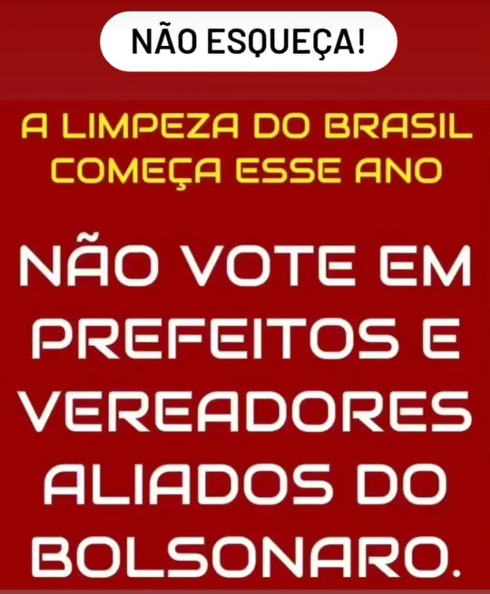 Não votem em candidatos aliados de Bolsonaro