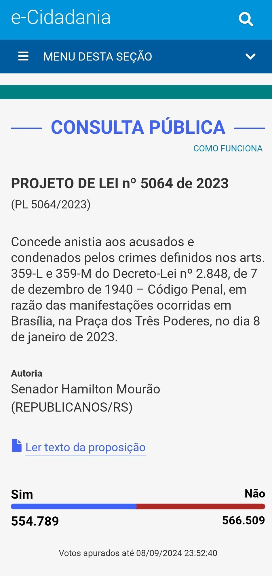 Projeto de lei de ANISTIA.