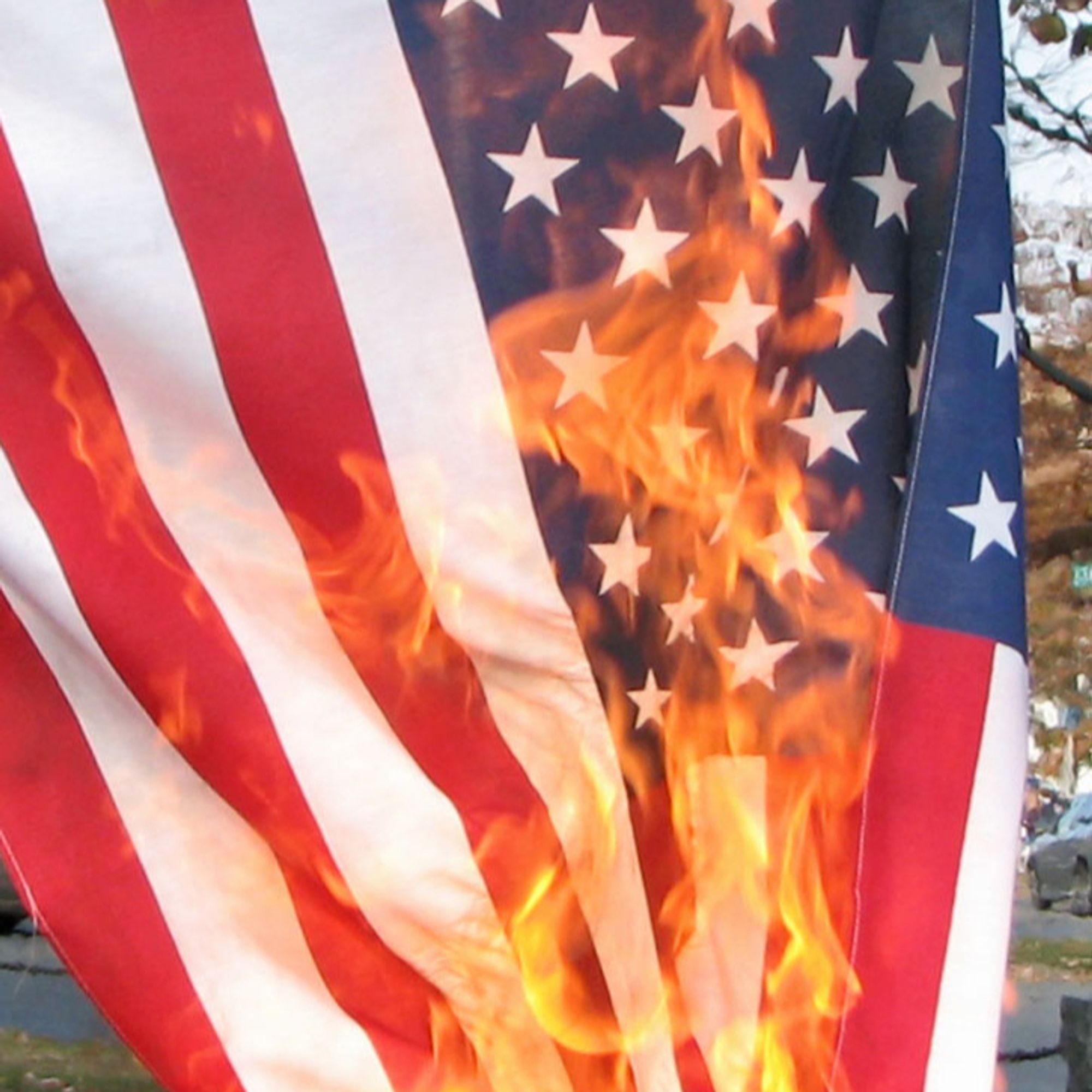 Burning US flag