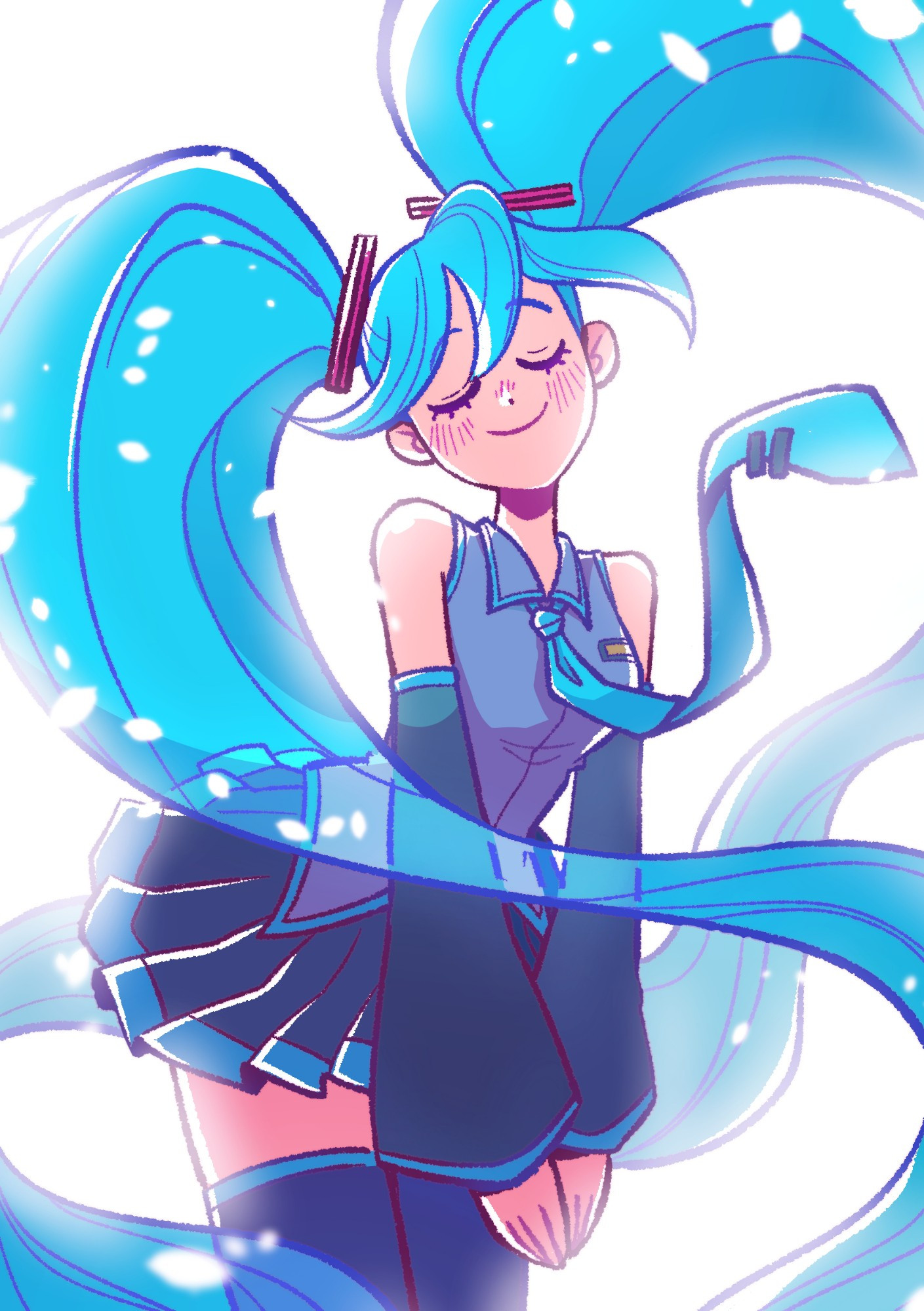 Miku in a white void