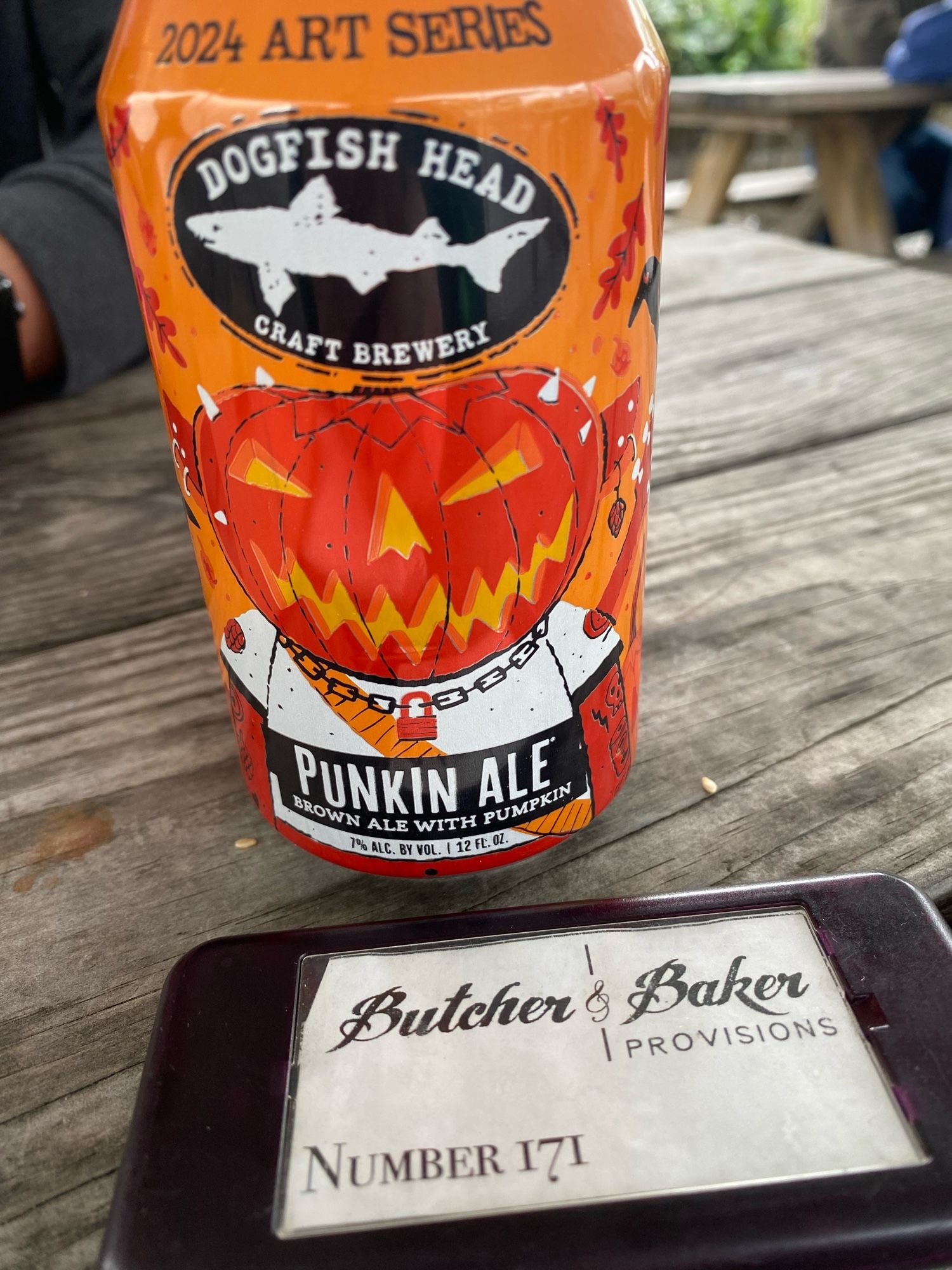 Post soak lunch at Butcher and Baker Provisions with a Dogfish Head Punkin ale