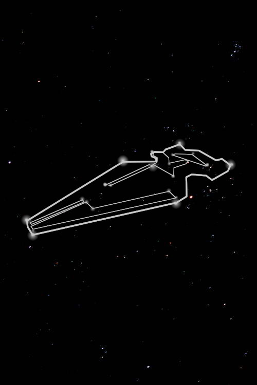 Sky image (spu.edu) with Imperial Command Cruiser outline drawn like a constellation.