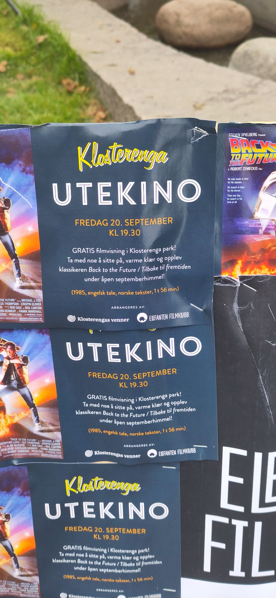 Klosterenga utekino
Fredag 20. september
kl. 1930

GRATIS filmvisning i Klosterenga park!
Ta med noe å sitte på, varme klær og opplev klassikeren Back to the future/ Tilbake til fremtiden under åpen septemberhimmel. 
(1985, engelsk tale, norsk tekst, 1t 56 m)

Arrangeres av Klosterengas venner og Elefante filmklubb